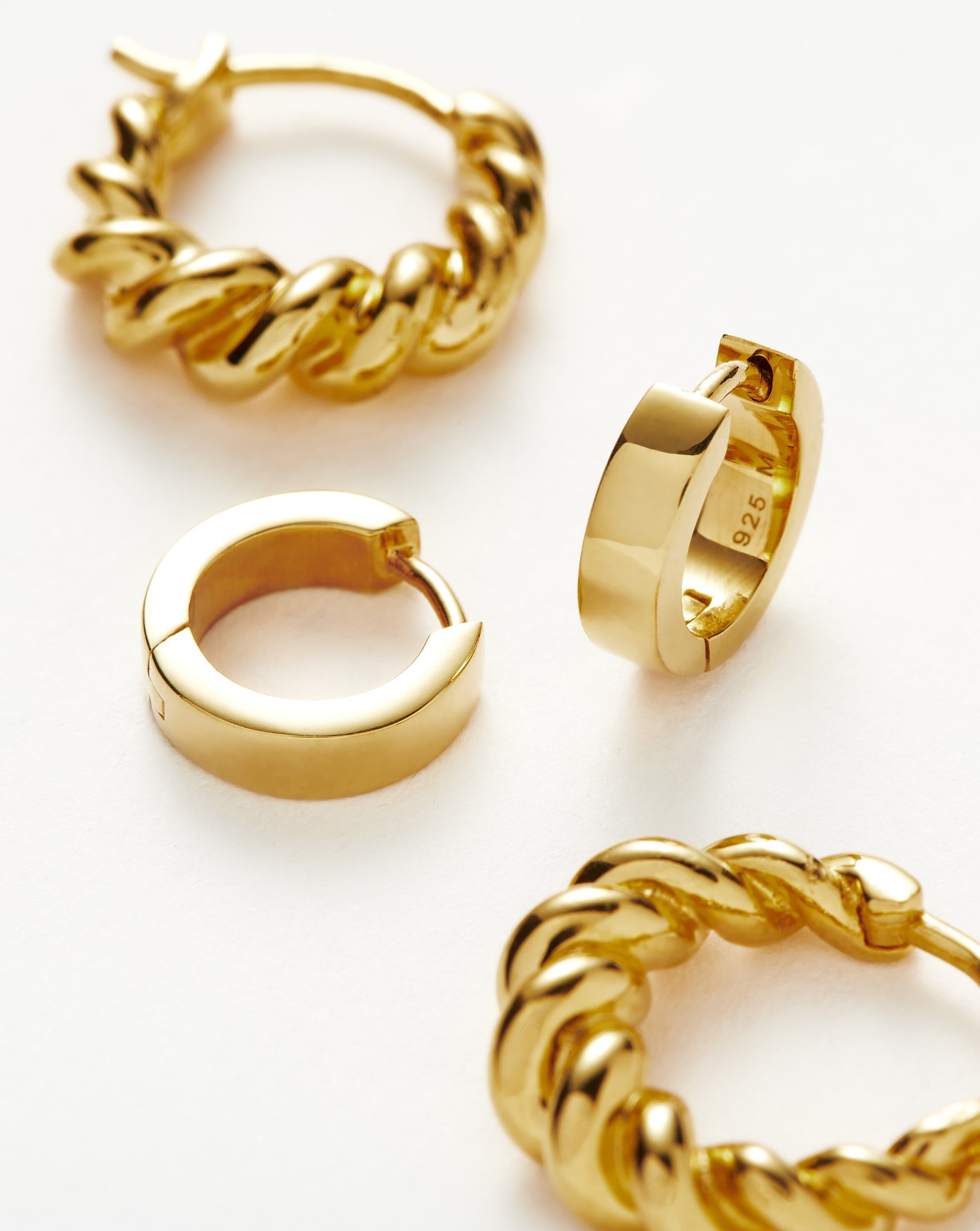 Twisted & Chubby Huggies Earrings Set - 18k Gold Plated Hoop Earrings for Women | Perfect for Everyday Wear, Date Night & Special Occasions