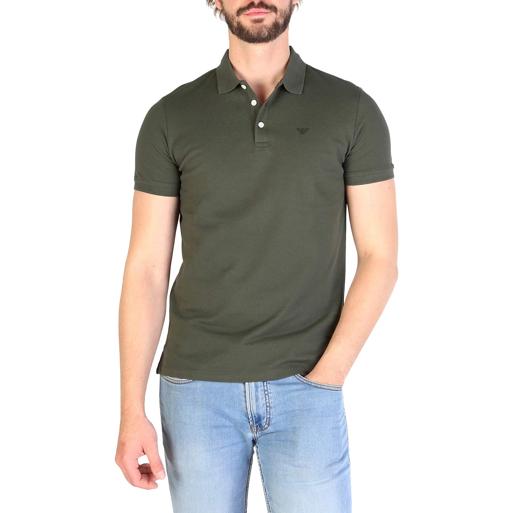 Emporio Armani Men's Classic Black Short Sleeve Polo Shirt - Size L (8N1F12 1J0SZ) | Premium Cotton Casual Wear for Business & Summer Outings
