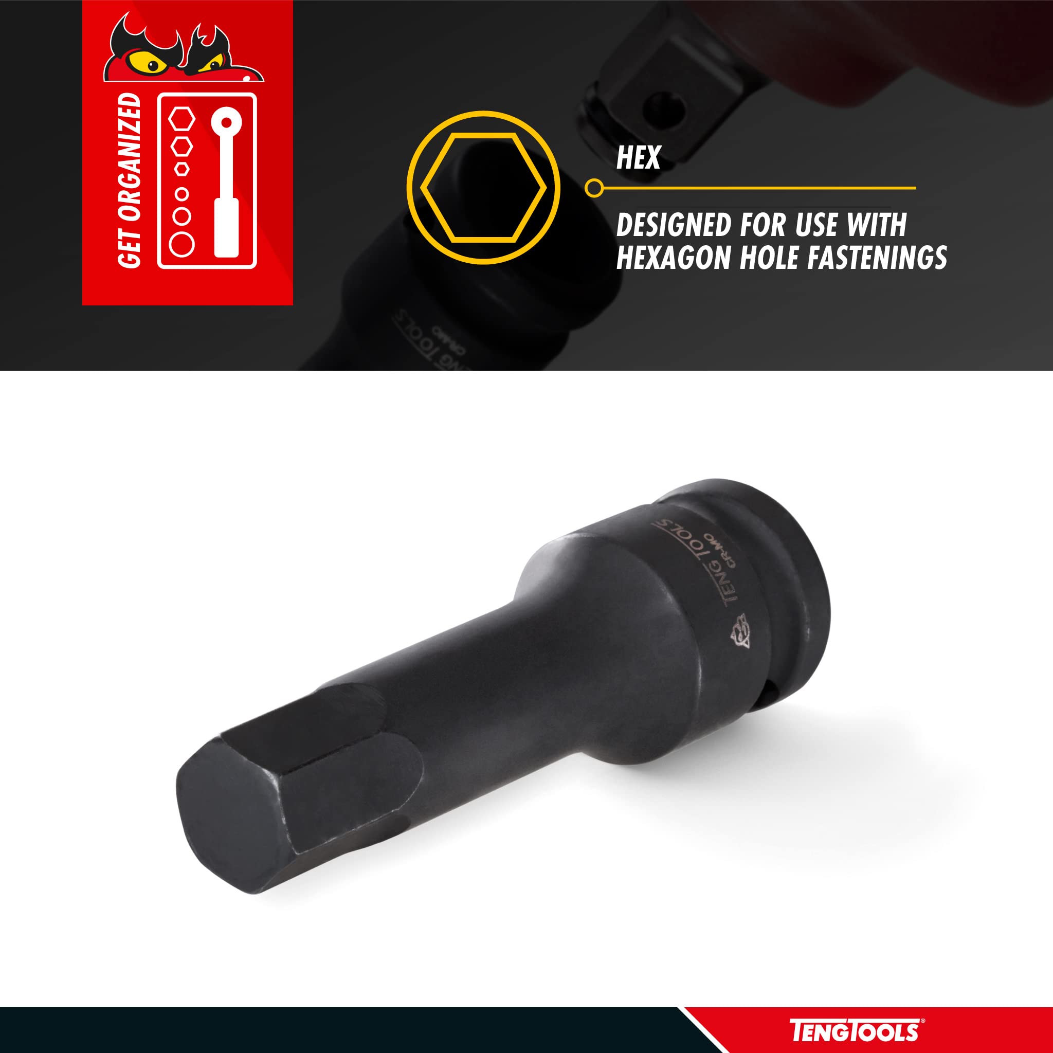 Teng Tools 921608 1/4 Inch & 1/2 Inch Drive SAE Hex Chrome Molybdenum Impact Socket Set - Professional Mechanic Hand Tools for Automotive Repair & DIY Projects