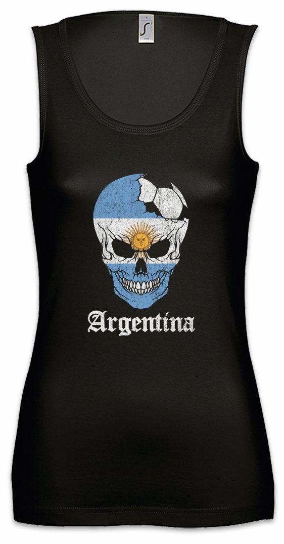 Argentina Football Skull Print Women's Tank Top - Gym Fitness Training Shirt for Women - Workout, Running & Casual Wear