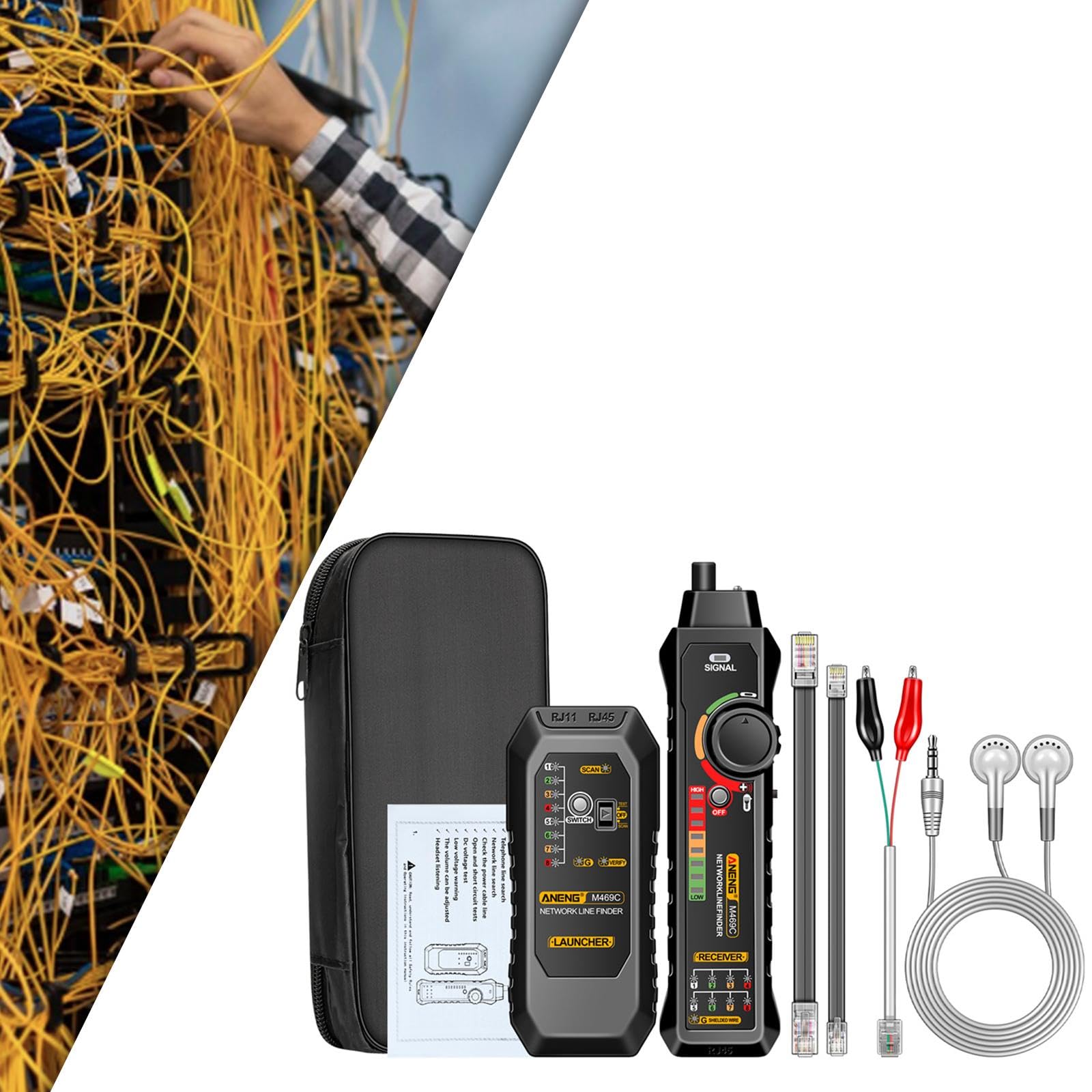Dickly Network Cable Tester - Professional RJ45 Ethernet LAN Cable Analyzer & Continuity Tester for Cat5/Cat6/Cat7 (Black) | Ideal for IT Technicians, Network Installations & Home Office Setup