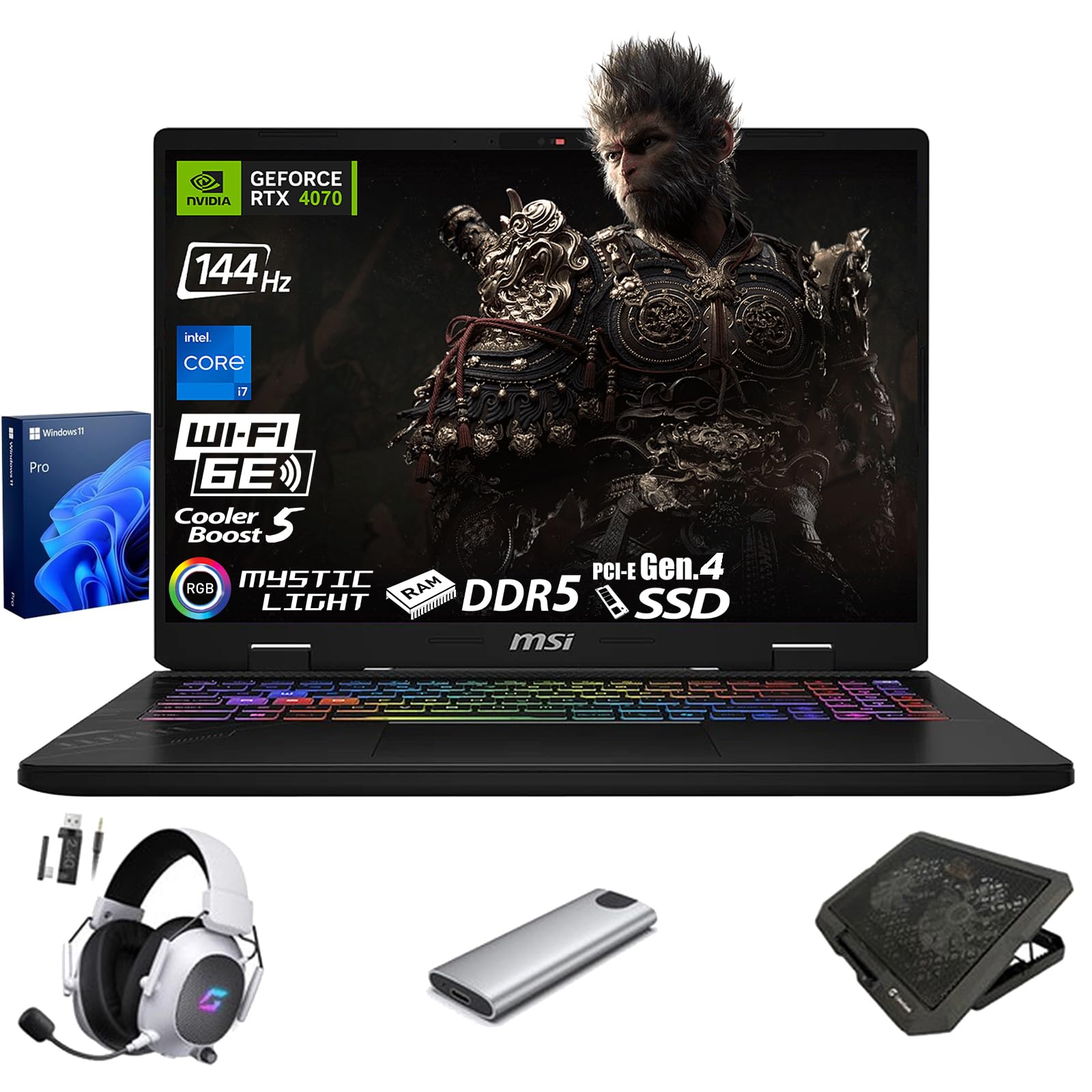 MSI RTX 4070 Gaming Laptop - Intel Core i7-14650HX 16-Core Processor, 16GB DDR5 RAM, 1TB PCIe Gen4 SSD, 16