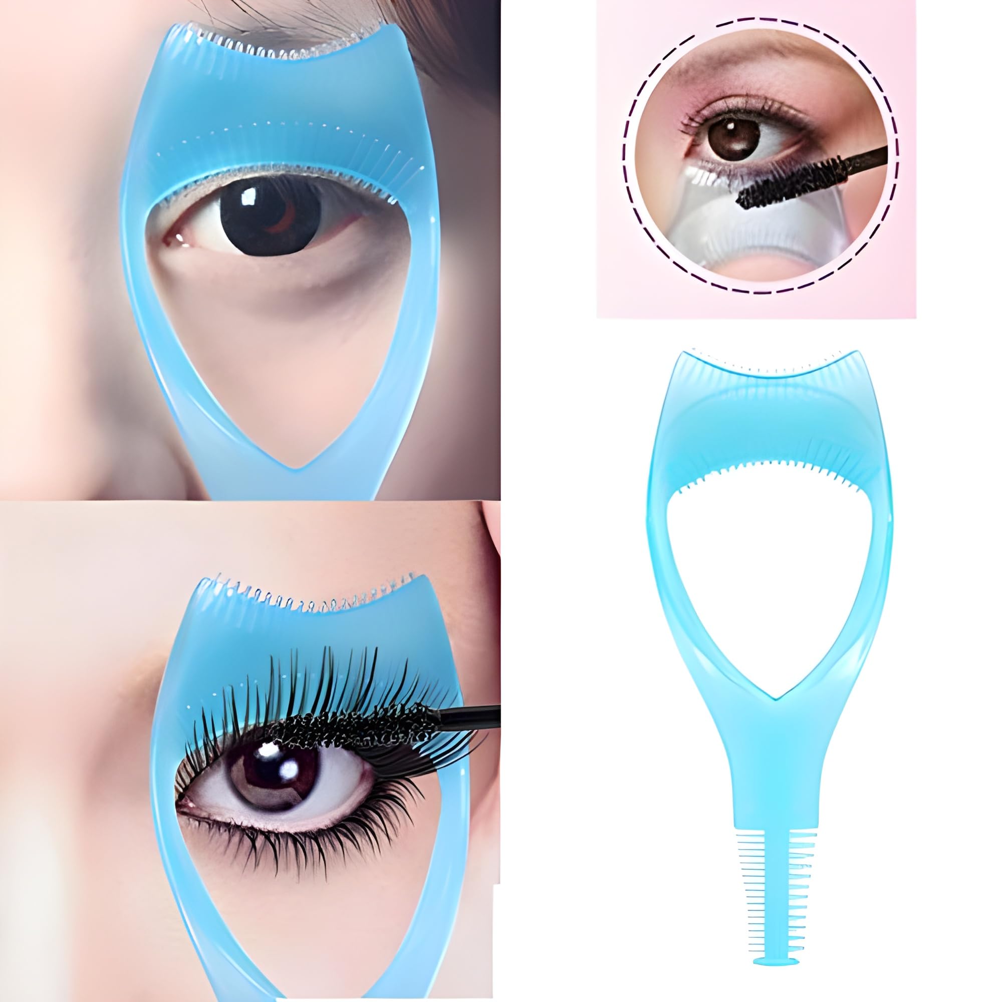 SWASCO™ 3-in-1 Makeup Eyelash Tool - Upper & Lower Lash Mascara Applicator Guide with Eyelash Comb - Perfect for Professional & Home Makeup Application