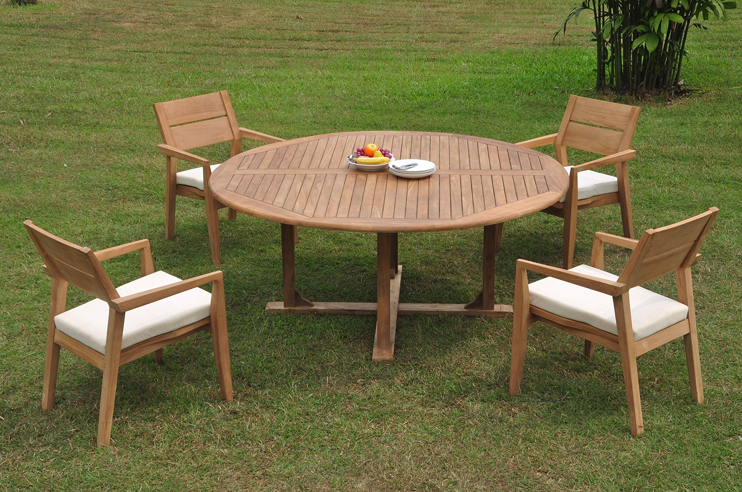 Premium 5-Piece Outdoor Teak Patio Dining Set - 72