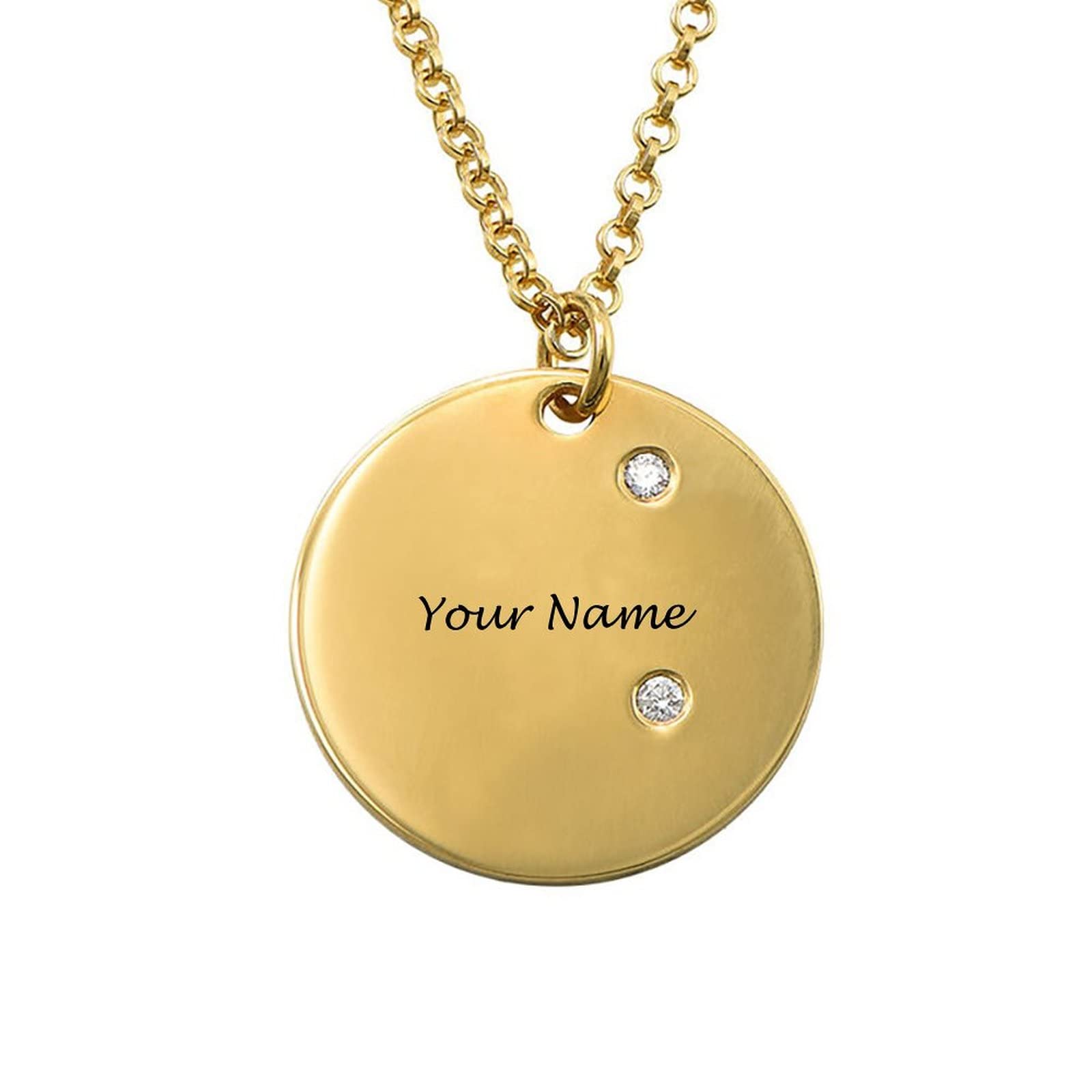 Personalized Name Necklace with Diamond Disc Pendant - Custom Engraved Jewelry Gift for Women, Men, Friends & Family | Birthday, Anniversary, Valentine's Day Gift Idea