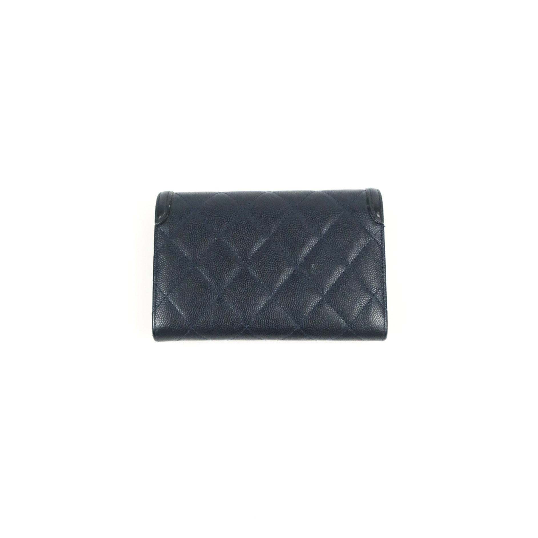 Chanel CC Filigree Small Flap Wallet in Navy Caviar Leather with Gold Hardware - Luxury Women's Wallet for Everyday Use & Special Occasions