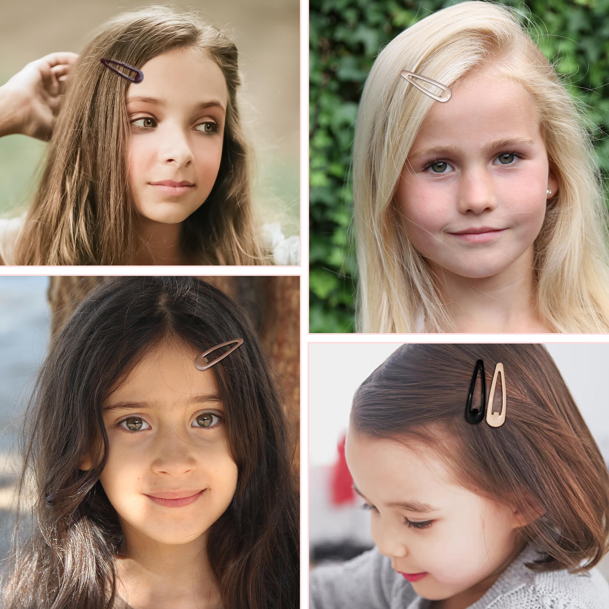 Water Drop Metal Snap Hair Clips - No Slip Hair Barrettes for Women (16 PCS) - Black, Brown, Beige - 2.36 x 0.6 Inches - Perfect for Thick, Thin & Fine Hair - Great for Work, School & Everyday Styling