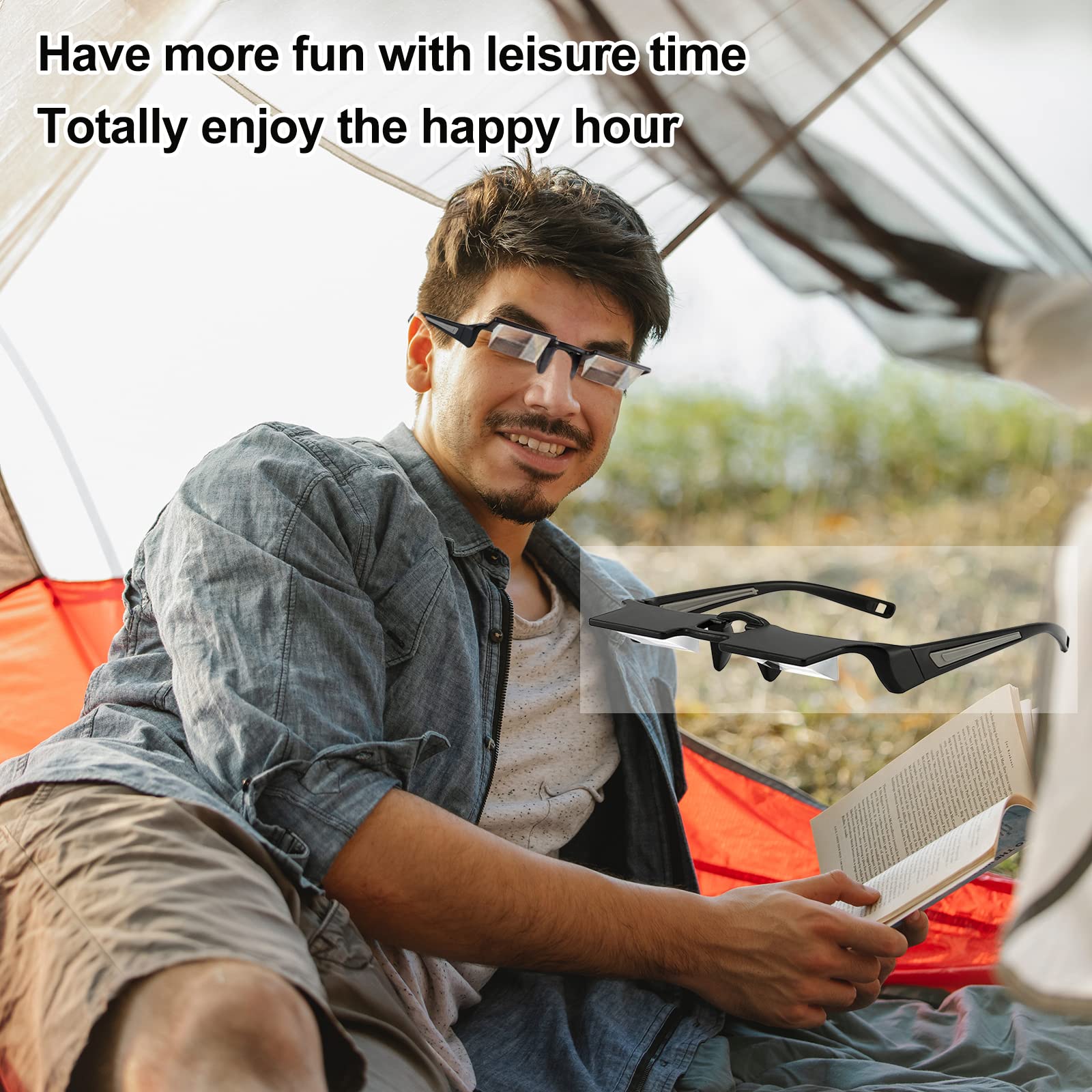 OKCSC Upgraded Prism Reading Glasses - Lazy Glasses for Lying Down, Watching TV & Reading in Bed | Comfortable Periscope Design for Relaxing, Napping & Entertainment