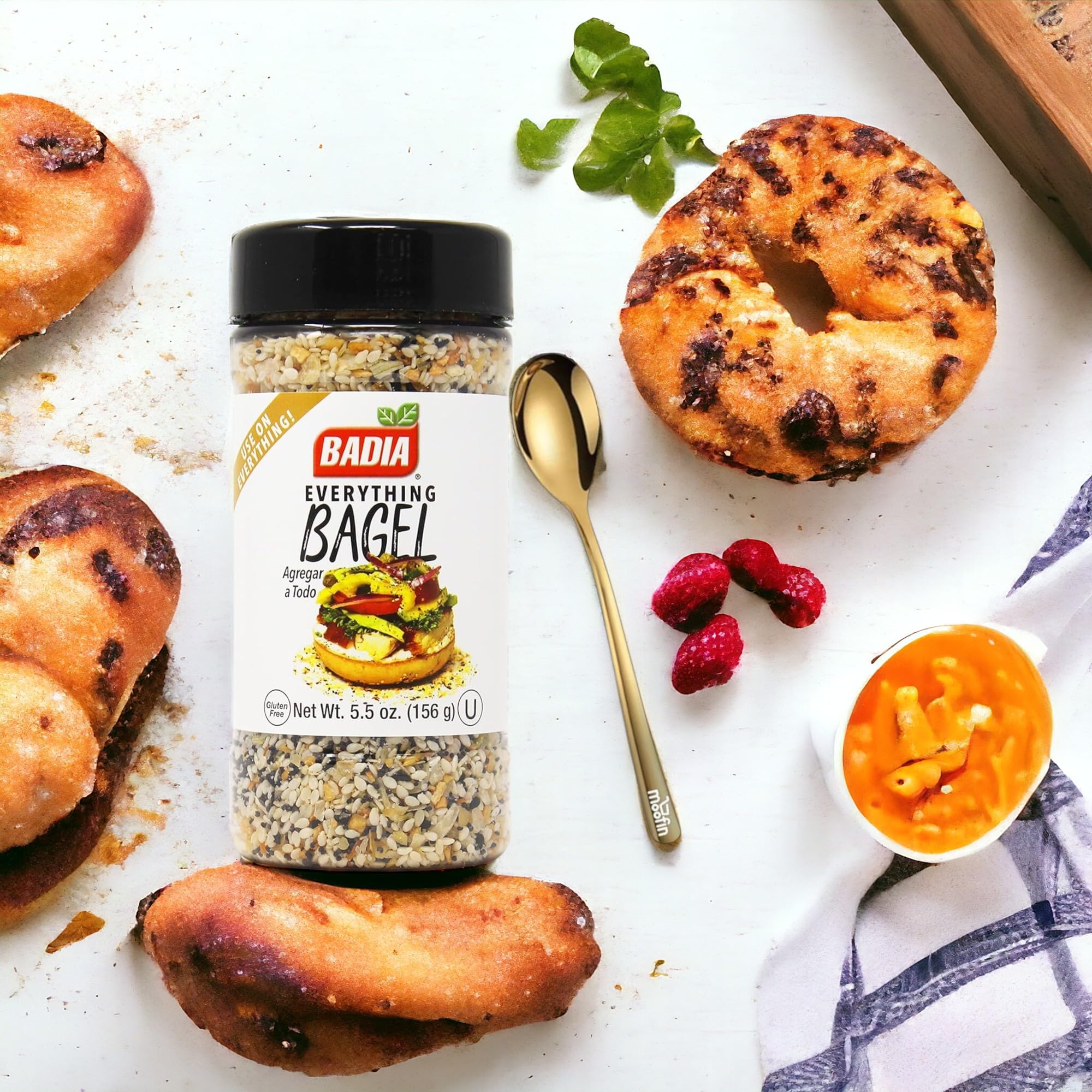 Everything Bagel Seasoning 5.5 oz (Pack of 4) - All-Purpose Natural Spice Blend for Bagels, Bread, Pasta & More | Bold Savory Flavor with Free Golden Spoon | Perfect for Breakfast, Snacks & Cooking at Home
