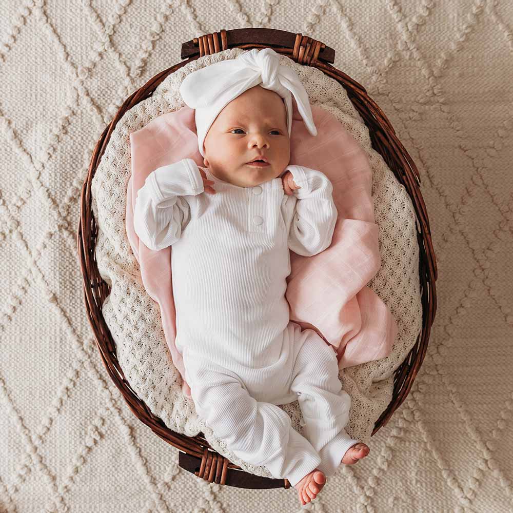 Organic Ribbed Baby Growsuit - Snuggle Hunny Soft Cotton Milk Color - Perfect for Newborns, Infants & Toddlers - Ideal for Playtime, Naptime & Family Outings
