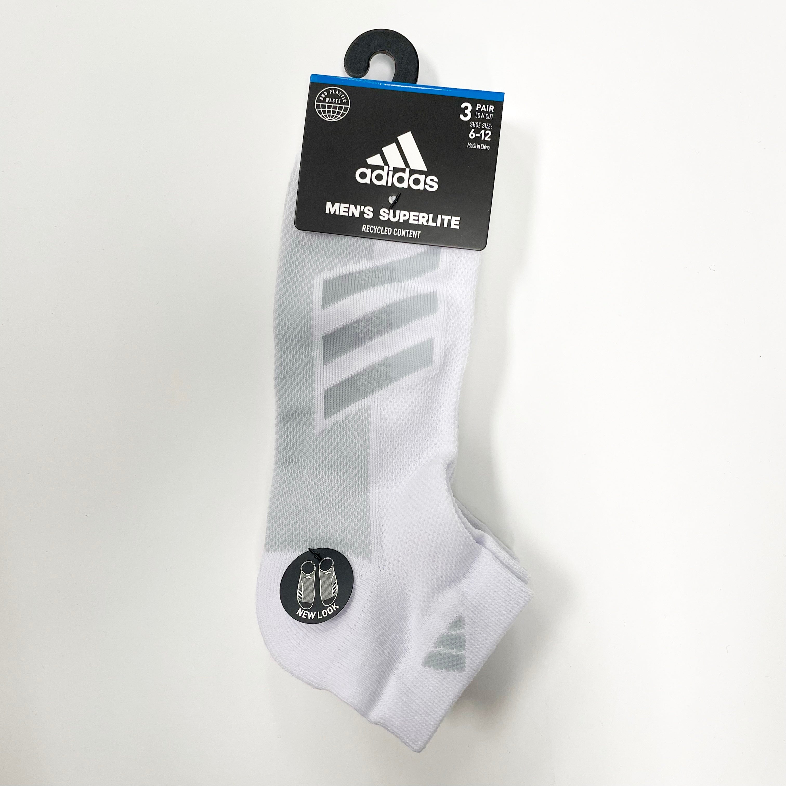 Adidas Men's Superlite Low Cut Socks - 3 Pack for Running, Gym & Everyday Comfort