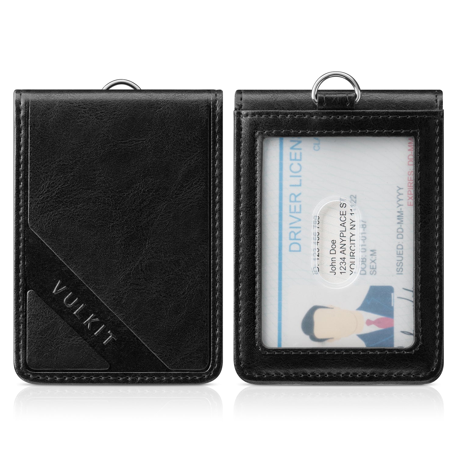 VBH101 Genuine Leather Card Holder with 3 Clear ID Windows - Slim RFID Blocking Wallet for Men & Women - Perfect for Travel, Business Cards, and Everyday Use