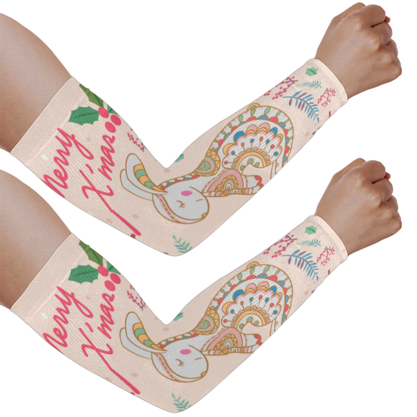 UV Protective Arm Sleeves for Men & Women - Breathable Sun Protection Sleeve Covers for Sports, Running, Cycling & Outdoor Activities | Rabbit Leaves Design