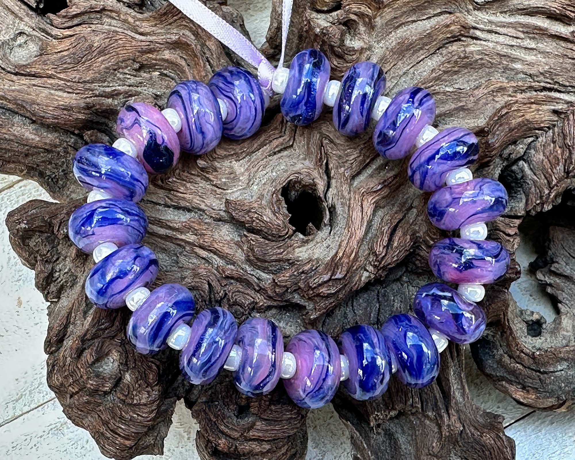 Handmade MTO Pink Blue Goldstone Lampwork Glass Beads for Jewelry Making, DIY Crafts, Bracelets & Necklaces - Perfect for Gifts & Home Decor