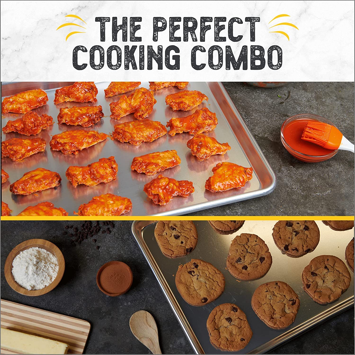 Checkered Chef Quarter Sheet Pan Set of 4 - Nonstick Aluminum Baking Sheets for Cookies, Roasting, and Meal Prep - Oven Safe, Easy Clean Bakeware - Perfect for Home Baking, Restaurant Use, and Holiday Cooking