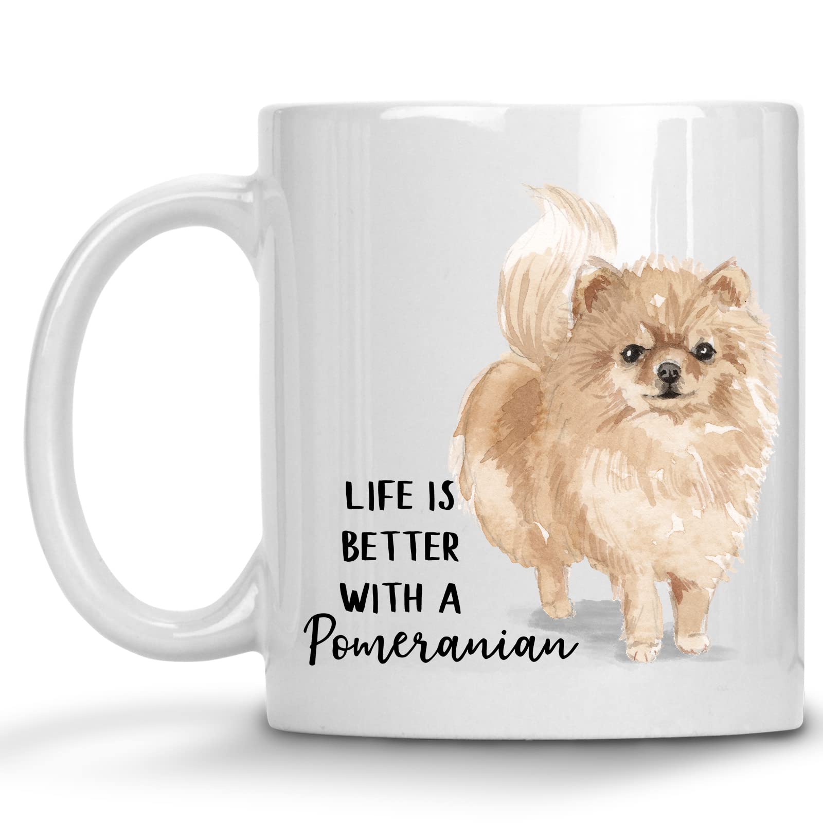 Premium Pomeranian Dog Lover Coffee Mug - Cute Watercolor Design Ceramic Tea Cup - Best Gift for Women & Dog Owners - Perfect for Home, Office & Coffee Shops