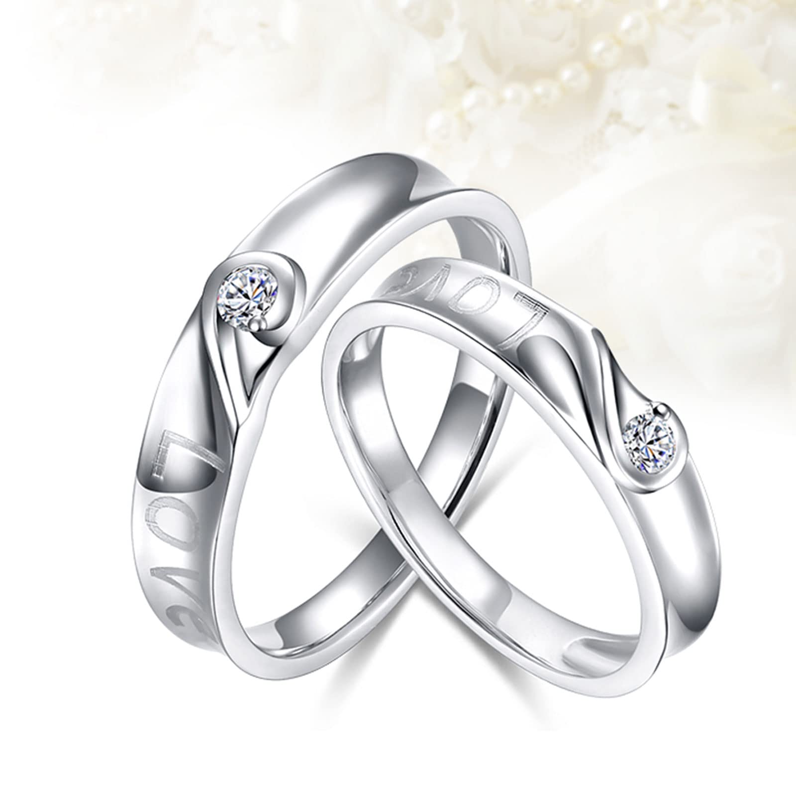 Diamond Matching Couples Rings for Him & Her - Sterling Silver/10K/14K/18K Wedding Promise Rings with Free Engraving - Perfect for Anniversaries, Engagements & Romantic Gifts