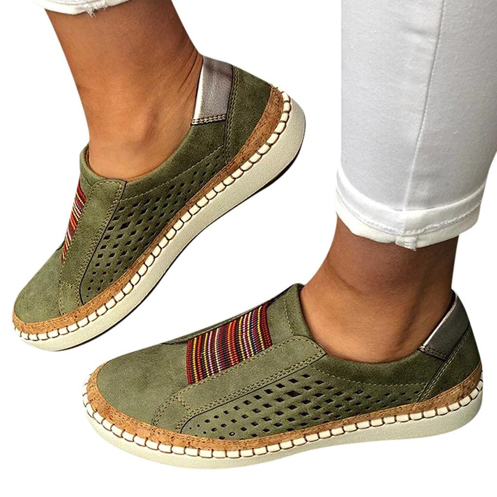 Women's Fashion Sneakers with Letter Pattern - Slip On Wedge Loafers for Casual Walking & Sport | Comfortable & Stylish for Everyday Wear, Workout, and Travel