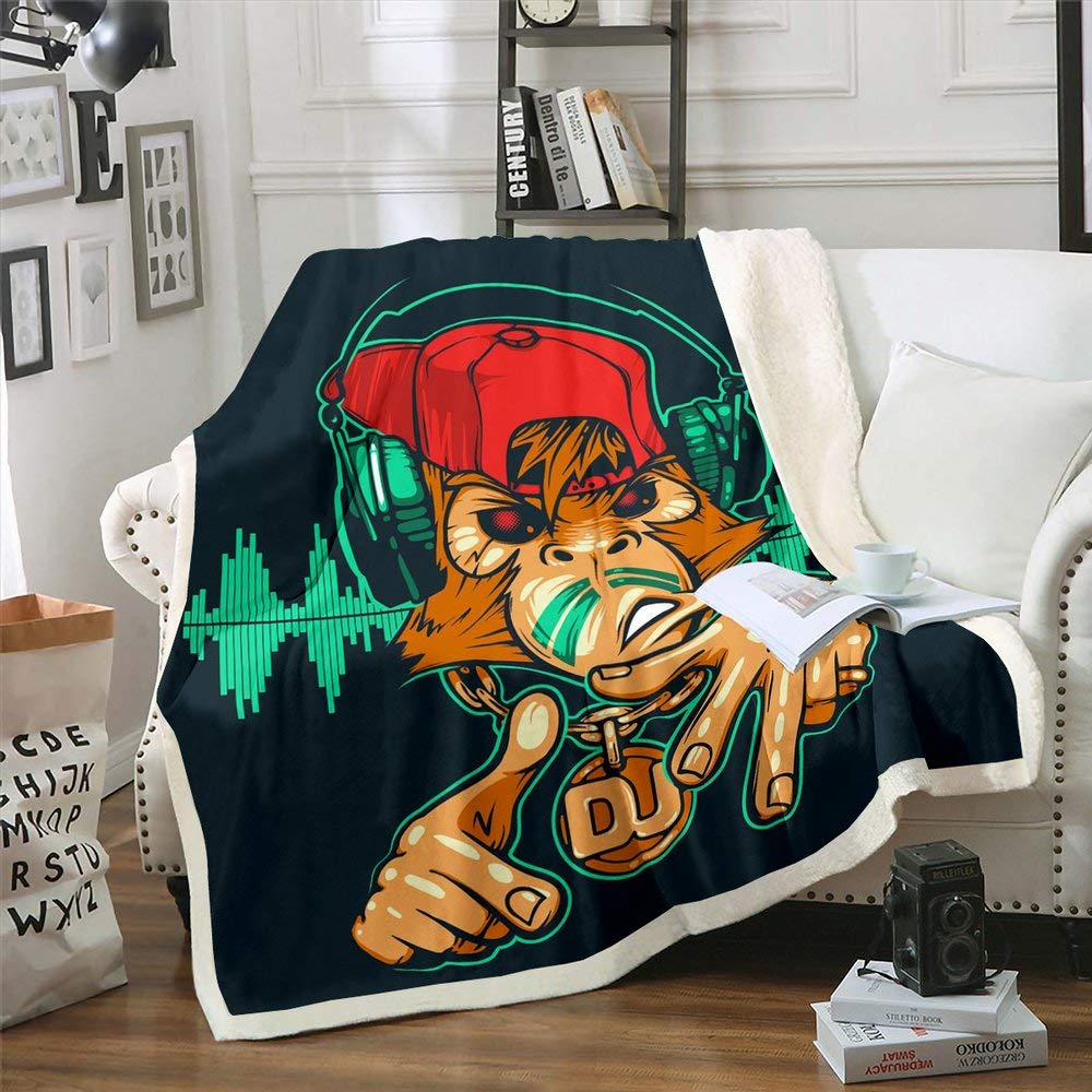 DJ Monkey Music Rap Fleece Throw Blanket - 50