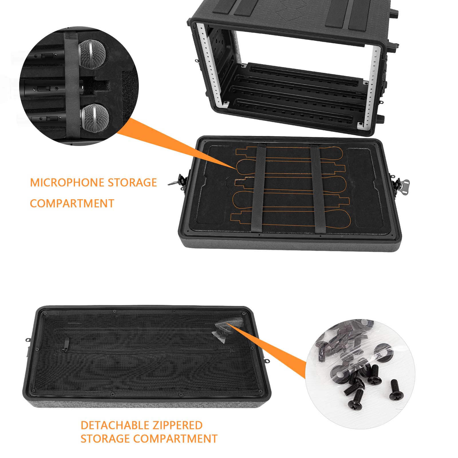 6U Rack Mount Case - Heavy Duty Molded Amplifier & Pro Audio Equipment Case for PA, DJ, Flight & Road Travel - Waterproof Protective Hard Case with Custom Foam for Wireless Mic Systems, Amps, Effects & Mixers - Perfect for Live Gigs, Studio Use & Secure Equipment Transport