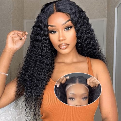Natural Color Kinky Curly 4x4 Gluelesss Wigs