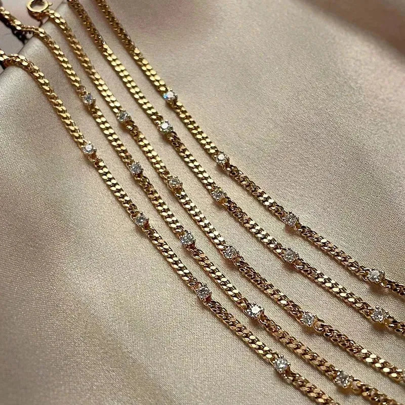 18K Yellow Gold Bracelet for Women - Real Natural Emerald or Diamond Fashion Jewelry, Elegant INS Style Birthday Gift for Her - Perfect for Anniversaries, Parties & Special Occasions