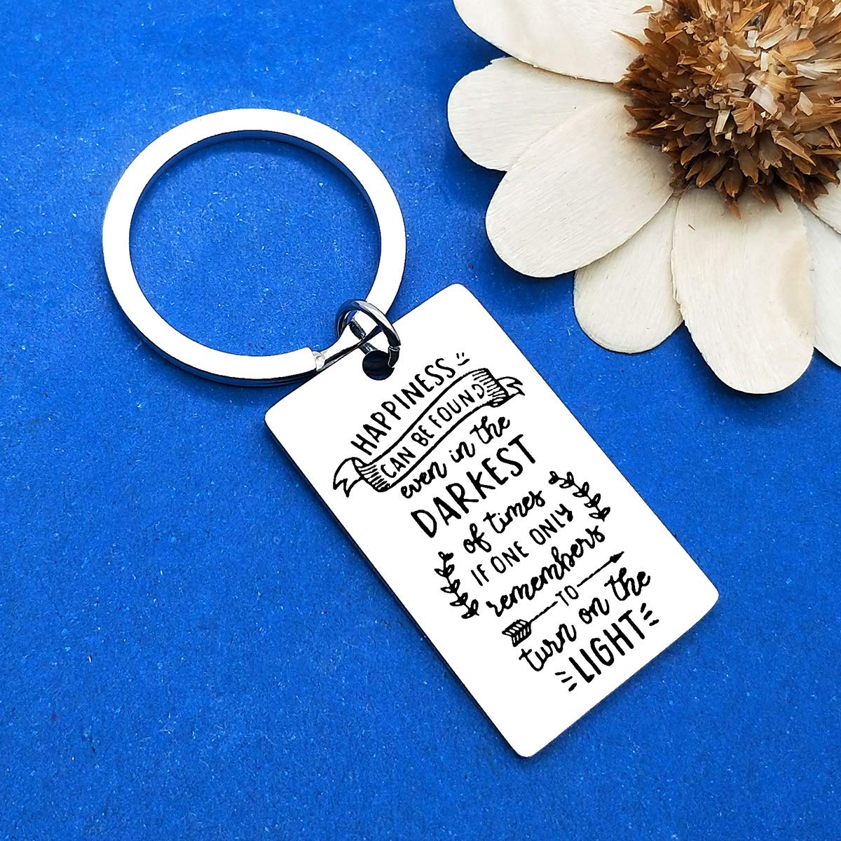 Inspirational Keychain - Happiness Can Be Found Even in Darkest Times, Motivational Gift for Recovery, Graduation, Teens - Perfect for Son, Daughter, Christmas & Daily Encouragement - Ideal for School, Work, Travel & Tough Days
