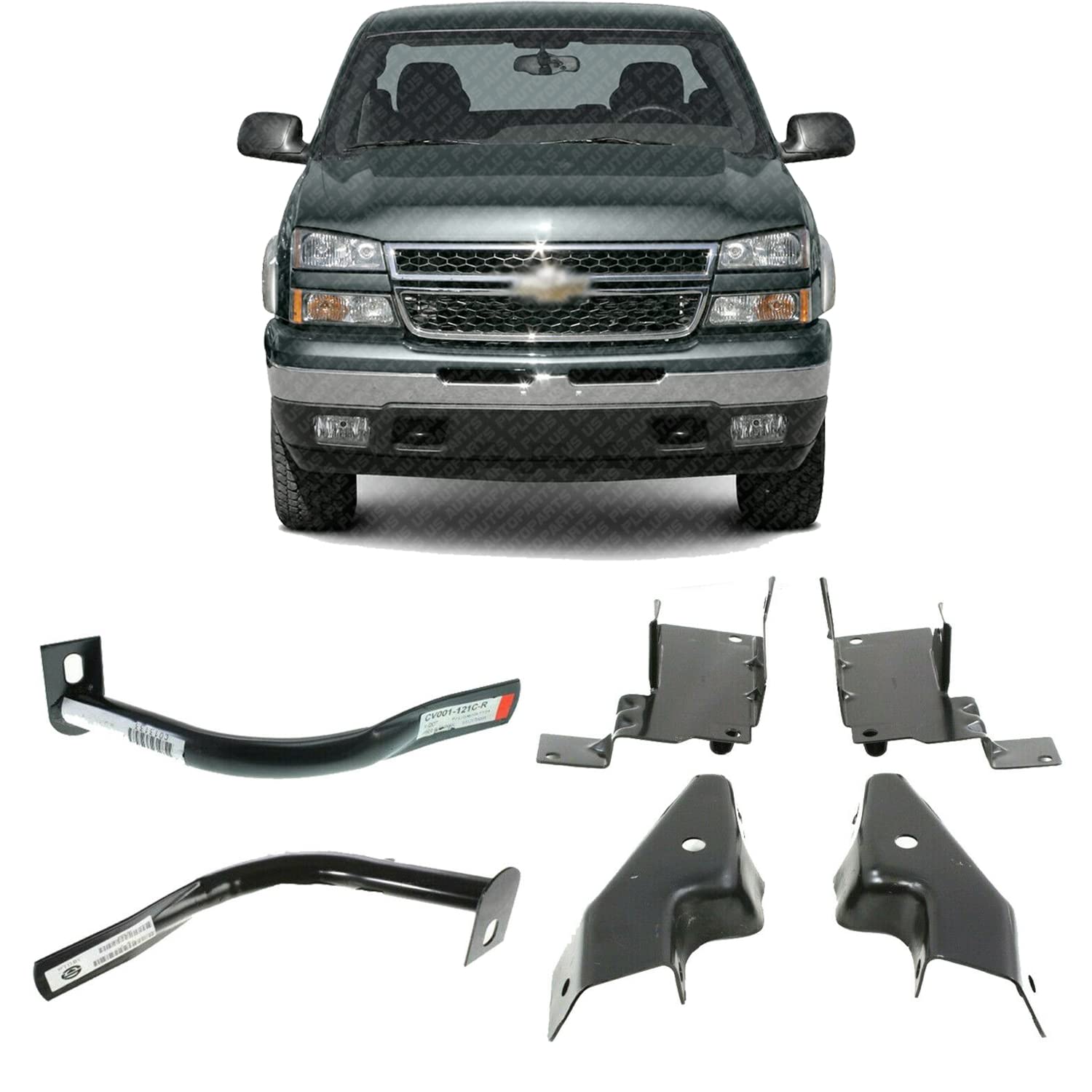 Chevrolet Silverado 1500 2003-2006 Front Bumper Brackets Set - 6-Piece Direct Replacement (Left Driver & Right Passenger Side) - Compatible with Part Numbers 15184117, 15184116, GM1061101, GM1066159, GM1067159 - Perfect for Off-Roading, Daily Driving & Bumper Repair