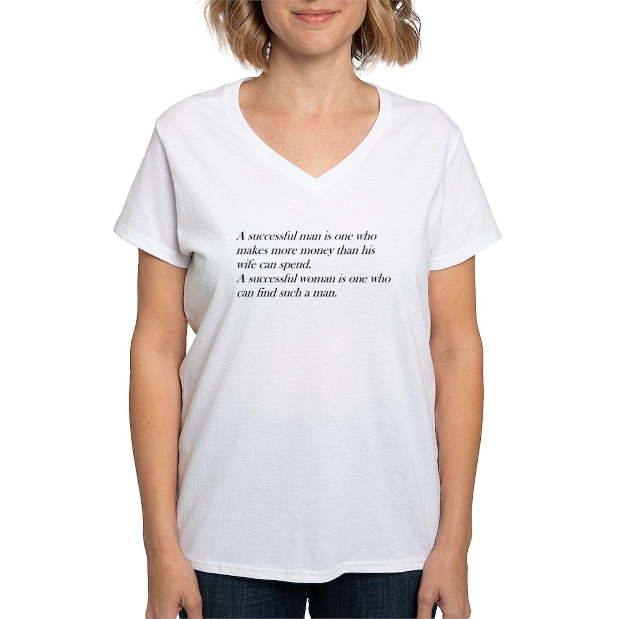Successful Man T-Shirt for Women - Soft Cotton V-Neck Tee - Perfect for Casual Wear, Office Outfits & Gift Giving