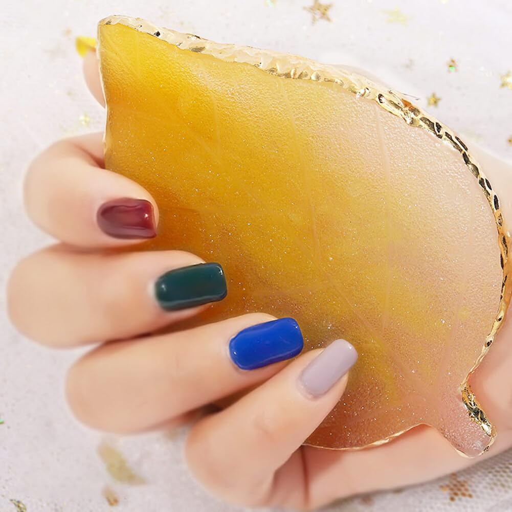 Premium Resin Nail Art Palette - Mixing Board for Nail Gel Polish Colors, Manicure Display Tray with Leaves Shape - Perfect for Salon & DIY Nail Art Designs