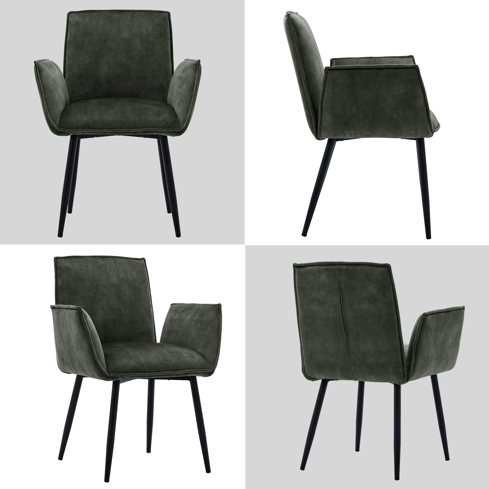 DUHOME Velvet Accent Chair - Modern Office Desk Chair, Dining Chair, Living Room & Bedroom Seating in Green | Perfect for Home Office, Study, Lounge & Guest Room Decor