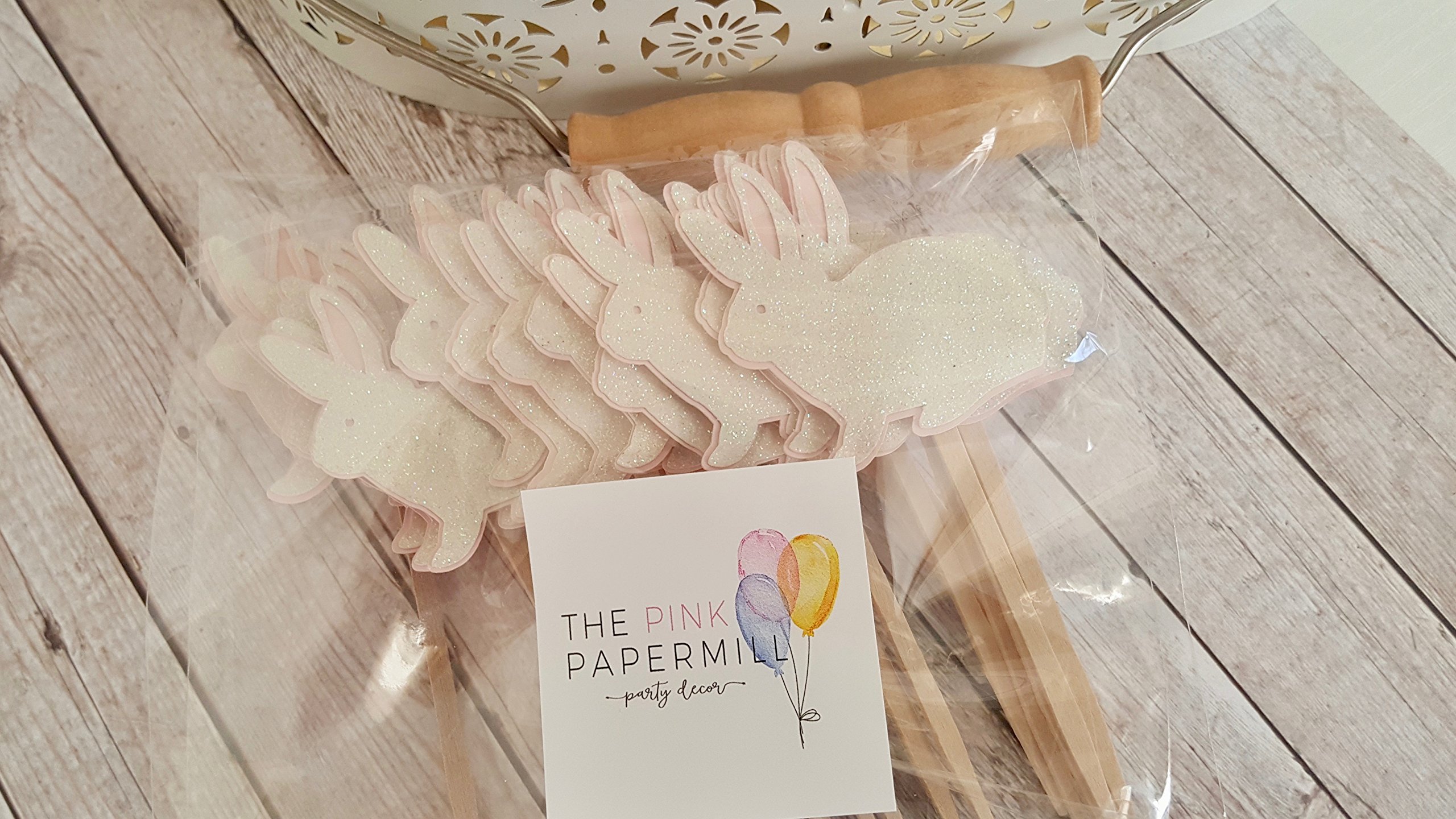 Easter Bunny Cupcake Toppers - 24 Pack Adorable Bunny Decorations for Easter Cupcakes, Cakes & Desserts - Perfect for Easter Party, Spring Celebrations & Holiday Baking