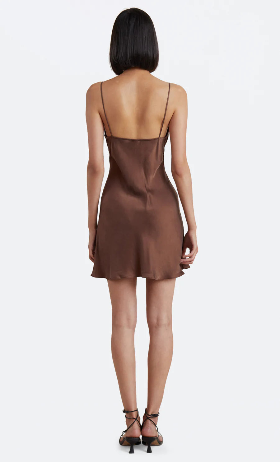 Elegant Amber Mini Dress in Chocolate Brown - Perfect for Evening Parties, Date Nights & Special Occasions