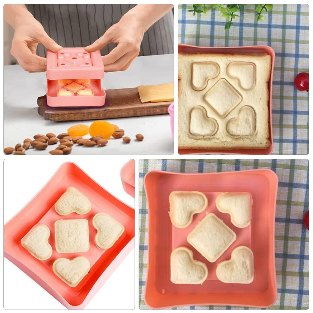 2pcs Heart-Shaped Sandwich Molds - Plastic Bread Making & Cake Decorating Tools - Mini Sandwich Cutters for DIY Kitchen Utensils - Perfect for Valentine's Day, Kids Lunch Box & Party Snacks