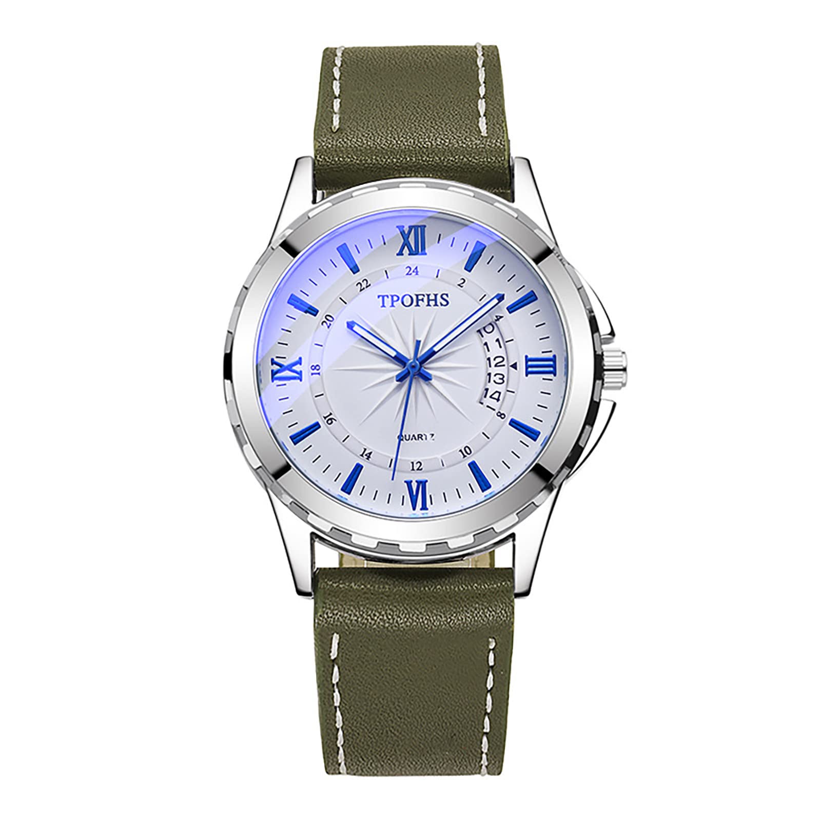 Men's Gemstone-Inspired Leather Strap Watch - Large Face Digital Watch for Men | Stylish Fashion Accessory for Business, Casual & Formal Occasions