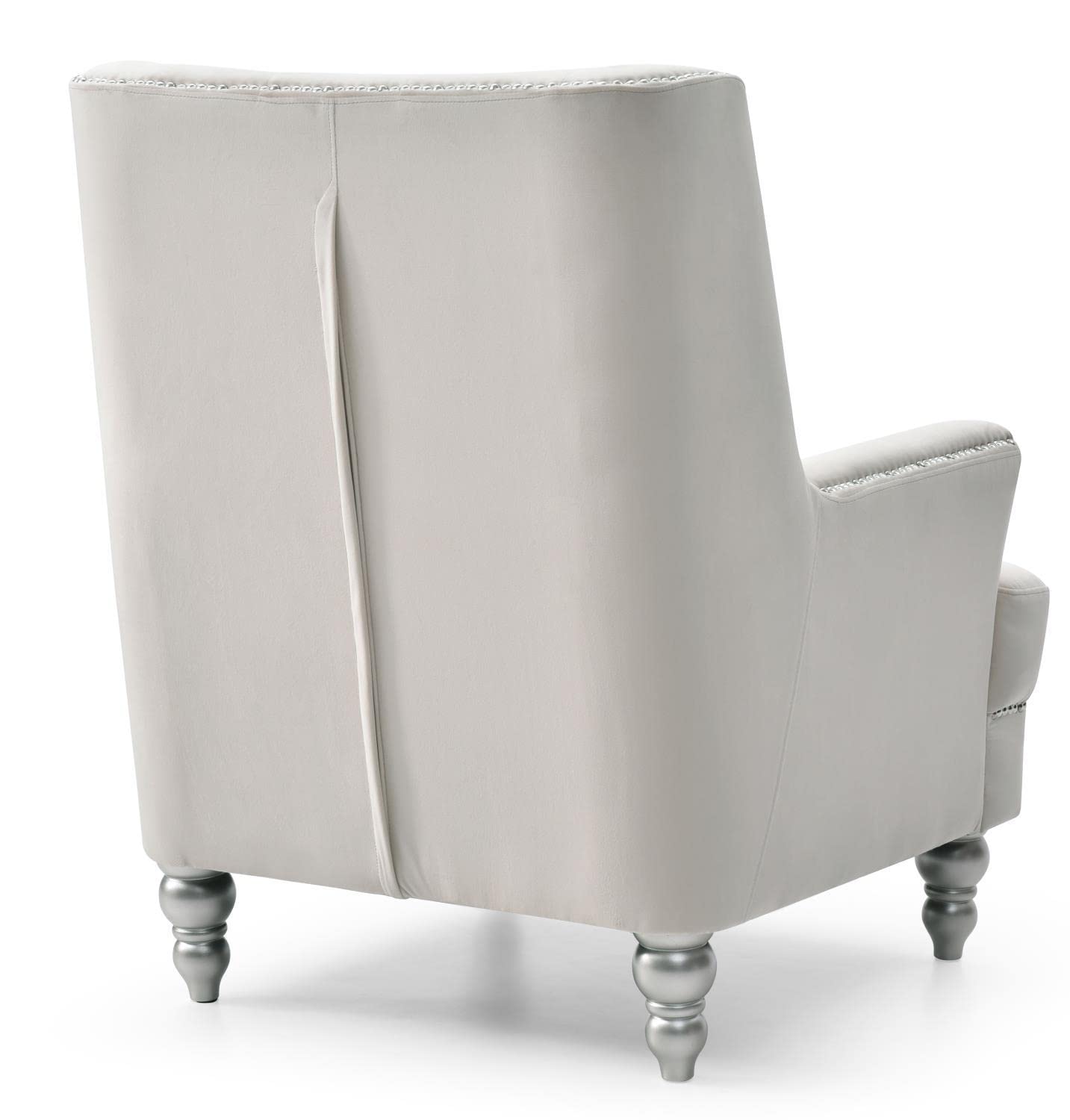 Glory Furniture Pamona Accent Wing Chair - Ivory Upholstered Lounge Chair for Living Room, Bedroom & Office | Comfortable Reading Chair with Classic Design