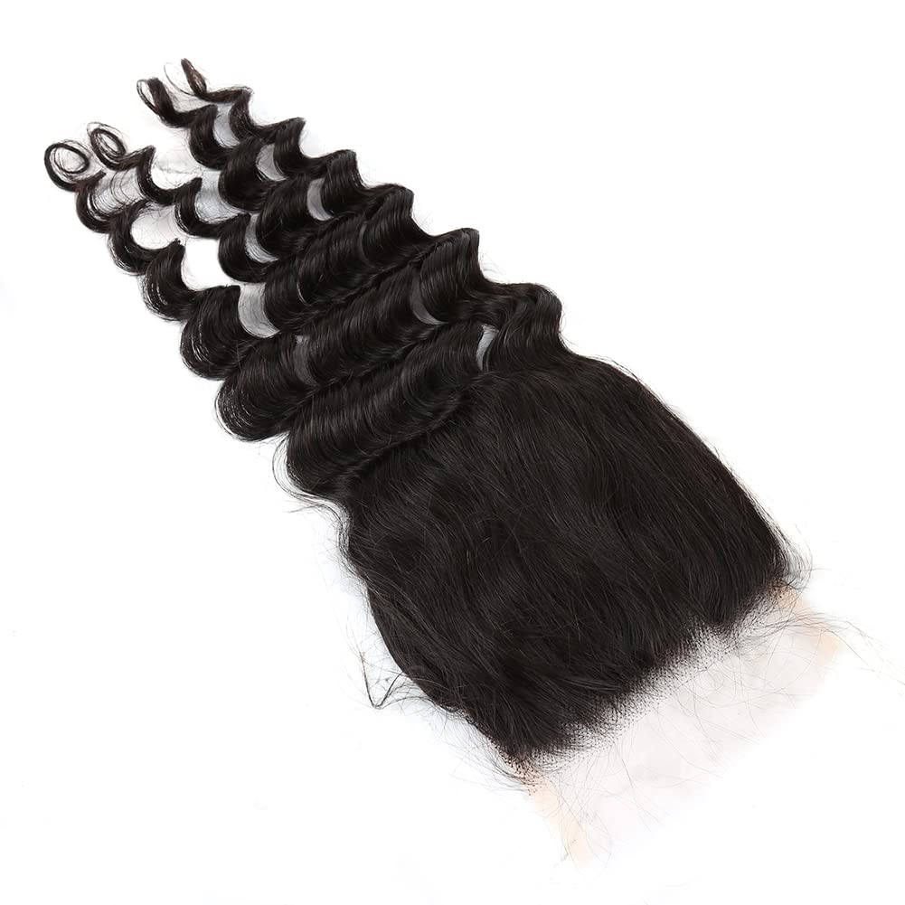 10A Premium 100% Virgin Brazilian Human Hair 5x5 Lace Closure - 16inch Loose Deep Wave 130% Density with Baby Hair (Natural Color) | Perfect for Sew-In Weaves, Protective Styling & Everyday Glam Looks
