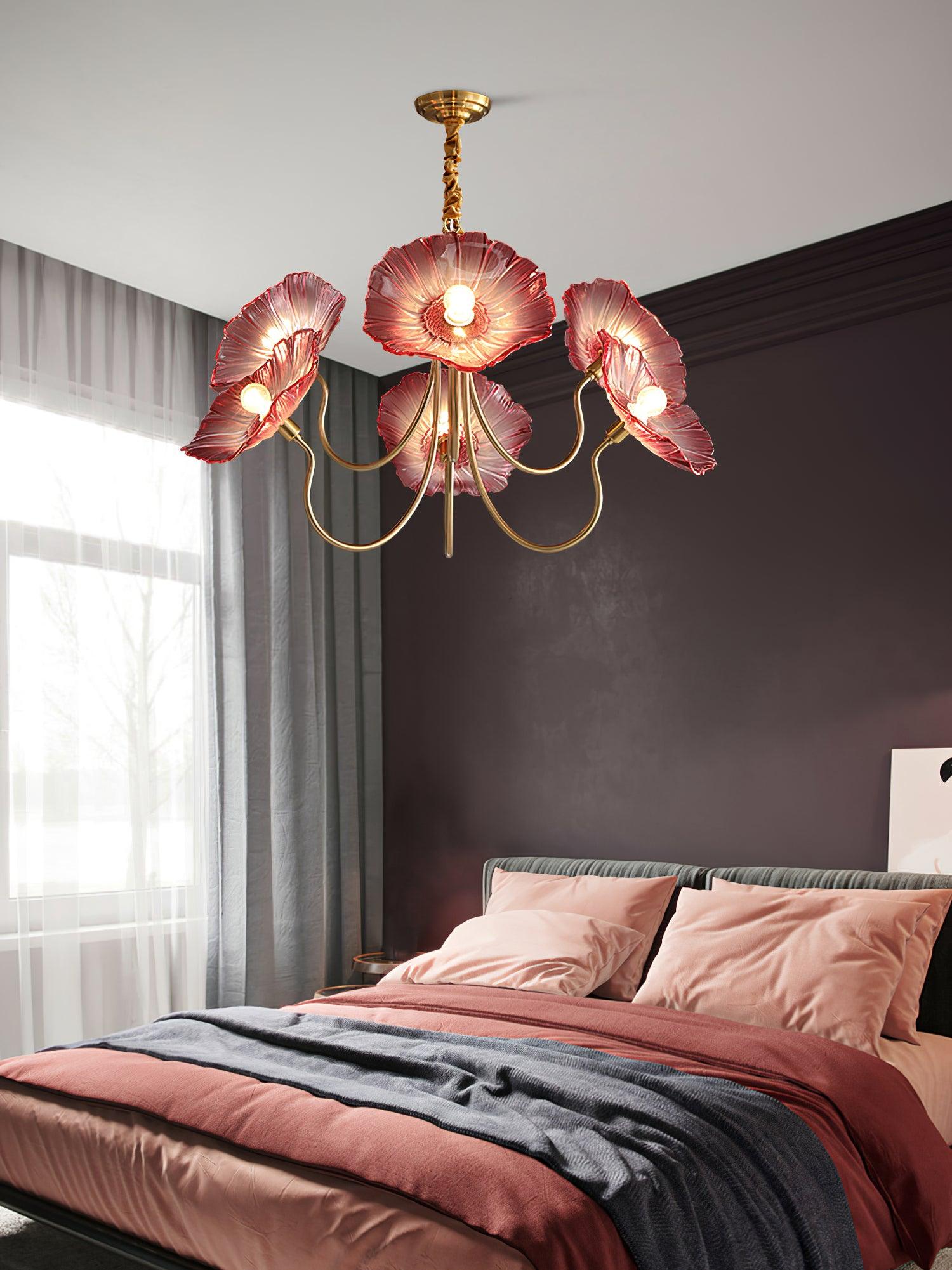 Elegant Lotus Leaf Glass Chandelier - Modern Crystal Ceiling Light Fixture for Dining Room, Living Room & Bedroom Decor