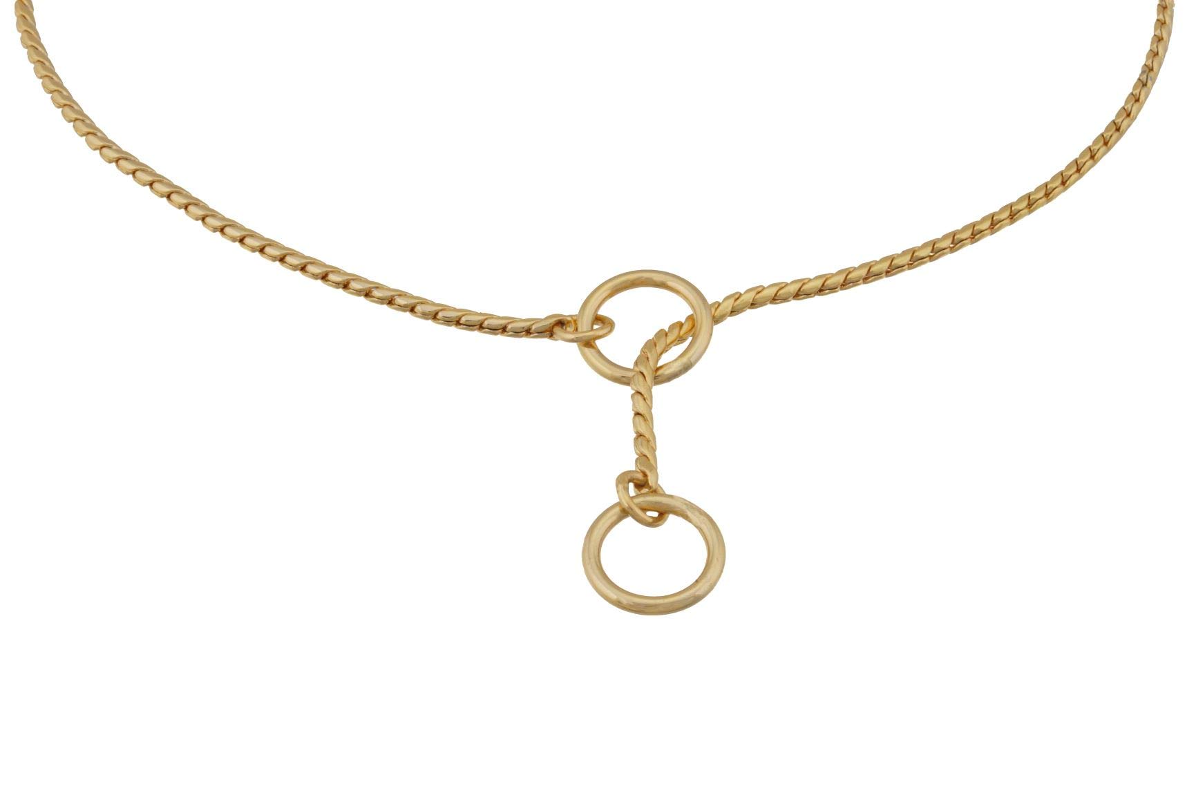 Premium Metal Chain Dog Show Collar - Adjustable Brass Snake Chain Slip Collar for Toy, Small, Medium, Large & XL Dogs - Gold 26