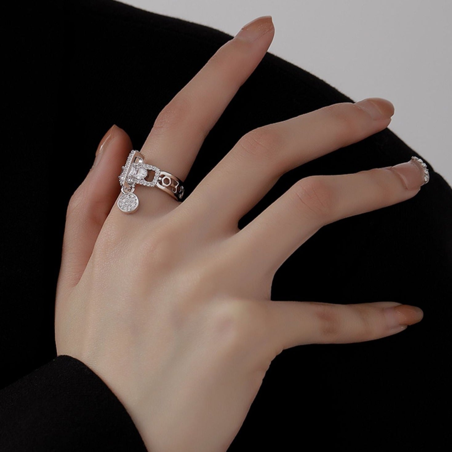 Chunky Dangle Charm Channel Thumb Ring for Women - Fashion Statement Jewelry A8496 | Perfect for Parties, Date Nights & Everyday Wear