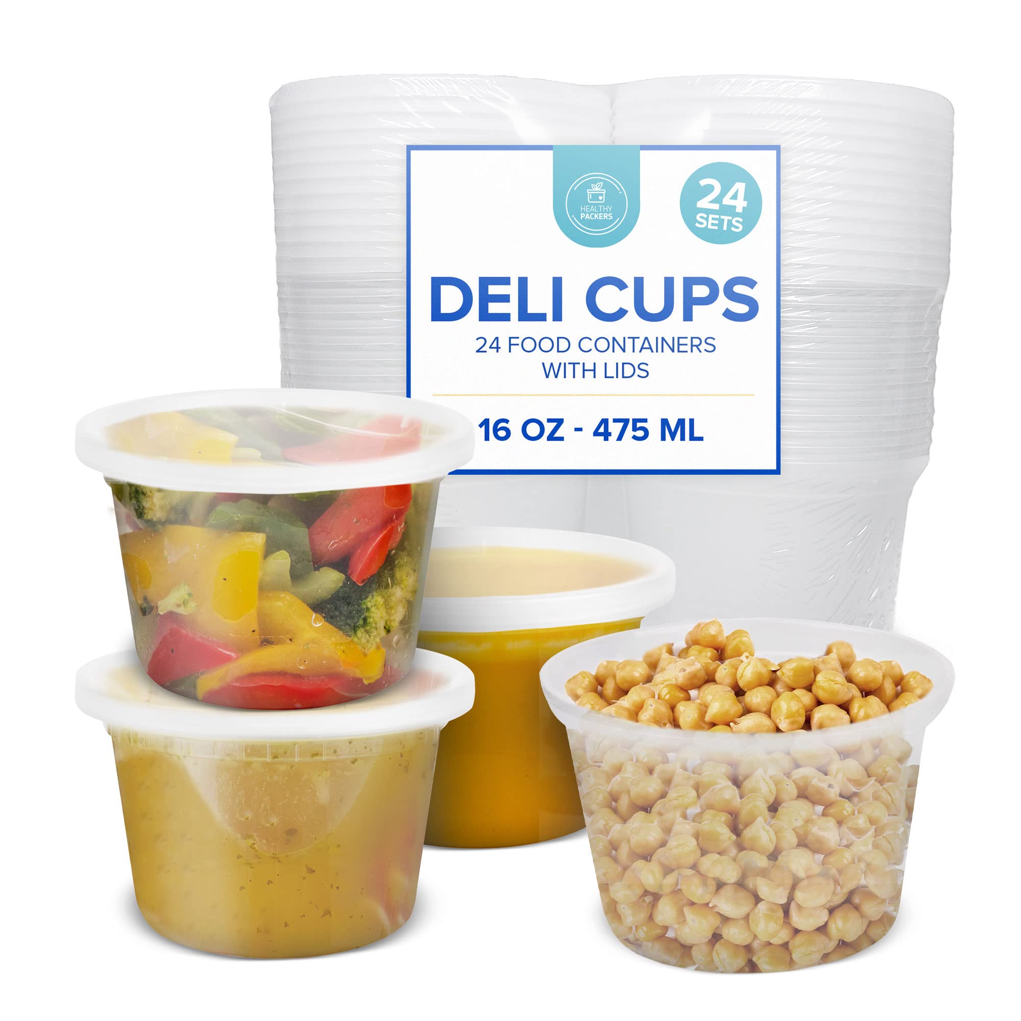 16oz BPA-Free Clear Plastic Food Storage Containers with Airtight Lids - Leakproof, Microwave & Dishwasher Safe - Reusable Soup, Meal Prep & Deli Containers (24 Pack) - Perfect for Home Kitchen, Restaurant Takeout, and School Lunch Storage