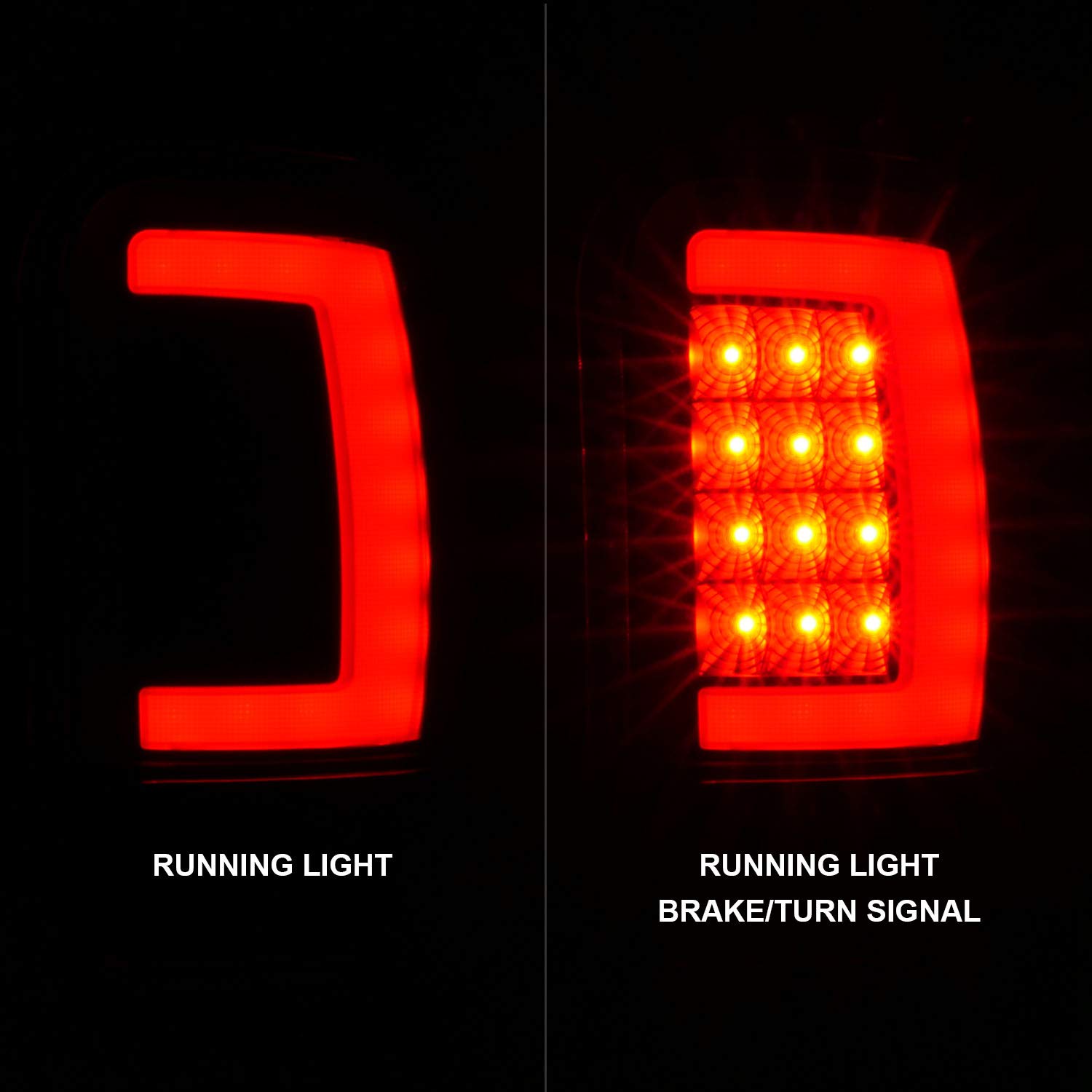 1994-2001 Dodge Ram 1500 2500 3500 Truck Black C-Bar LED Tail Lights Replacement Pair - Left & Right Side for Enhanced Visibility & Style | Perfect for Night Driving & Off-Road Adventures