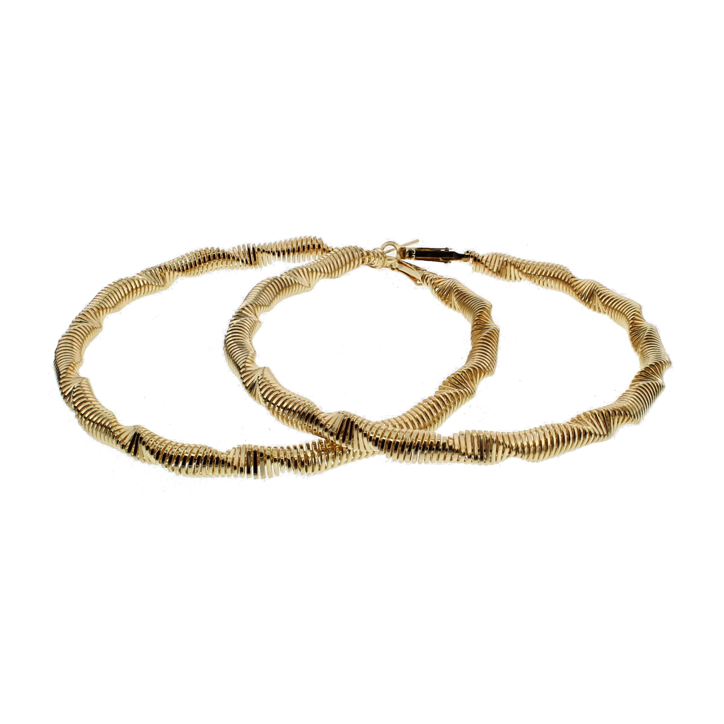 Zac's Alter Ego 9.1cm Twisted Bars Gold & Silver Hoop Earrings for Women - Trendy Chunky Statement Jewelry for Party, Wedding & Everyday Wear