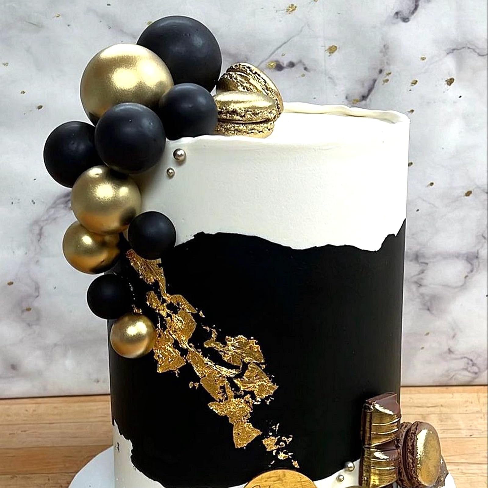 ASTARON 20 Pcs Black Ball Cake Toppers - Mini Balloon Cake Decorations with Sticks for Birthday Party, Wedding & Dessert Decoration - Perfect for Cupcakes, Cakes & Sweet Treats