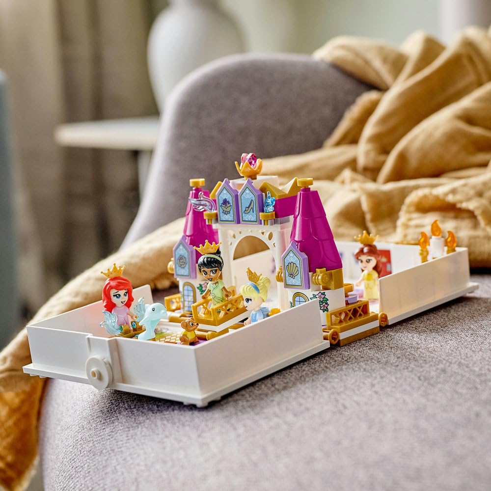 LEGO 43193 Disney Princess Storybook Adventures Building Kit with Ariel, Belle, Cinderella & Tiana - Creative Play Set for Kids Birthday Gifts & Disney Collectors