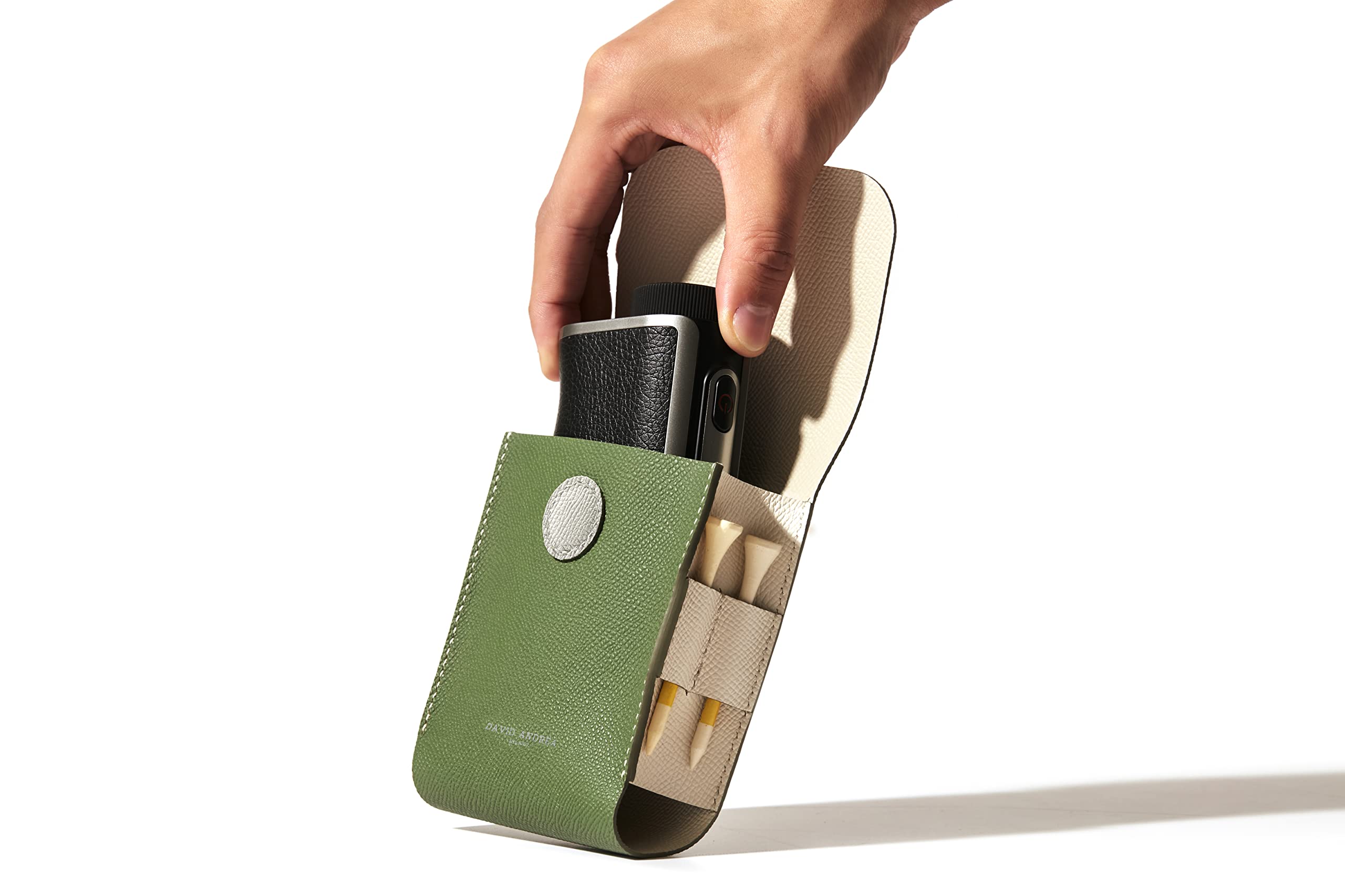 Premium David Andrea Golf Ball Holder - Genuine Epsom Leather Pouch for Golf Accessories | Perfect for Golf Bags, Carts & On-Course Convenience