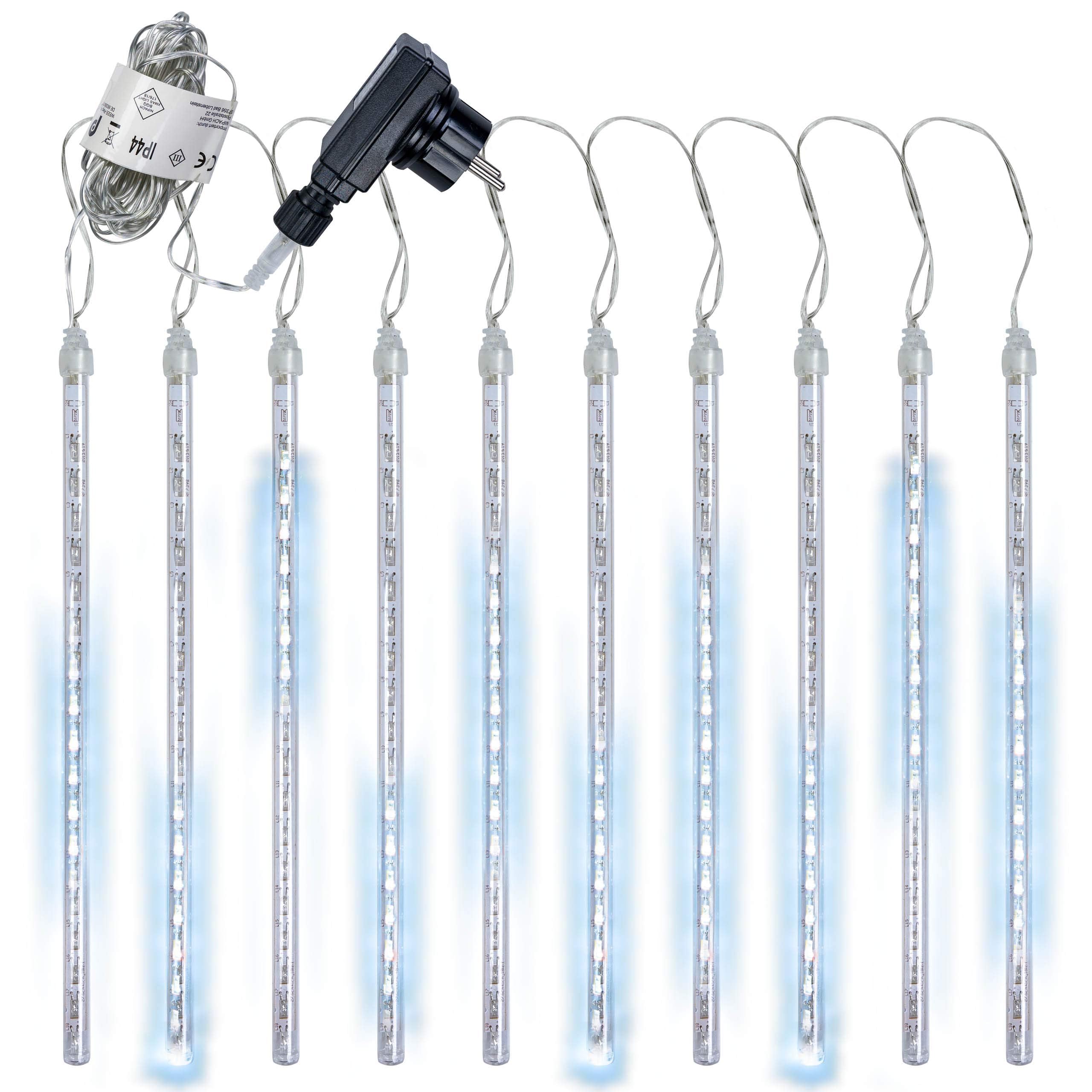 SEER LED Icicle Lights - 192 LED Meteor Shower Lights with 8 Tubes (11.8cm) for Christmas Tree, Home & Outdoor Decor | Perfect for Diwali, Xmas, Winter Wedding & Party Decoration