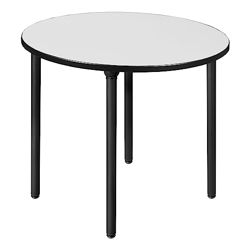 Regency Round Folding Breakroom Dining Tables - Medium Size White & Black - Perfect for Office Cafeterias, School Lunchrooms & Event Spaces