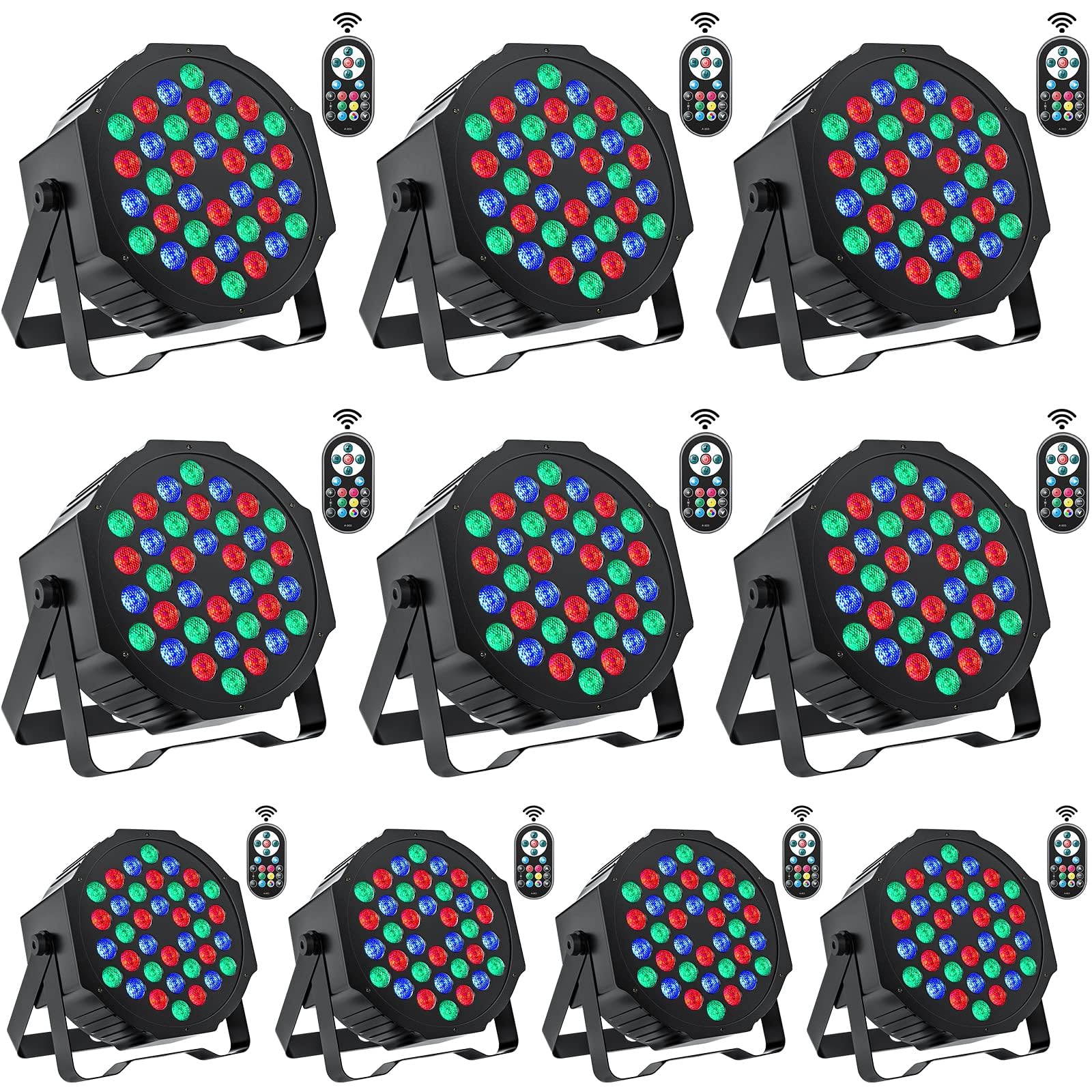 U'King 10-Pack 36LED RGB Par Lights - 7-Channel DMX & Remote Controlled DJ Party Lighting System with Sound Activation - Perfect for Birthday Parties, Bars, Dance Floors & Event Decorations