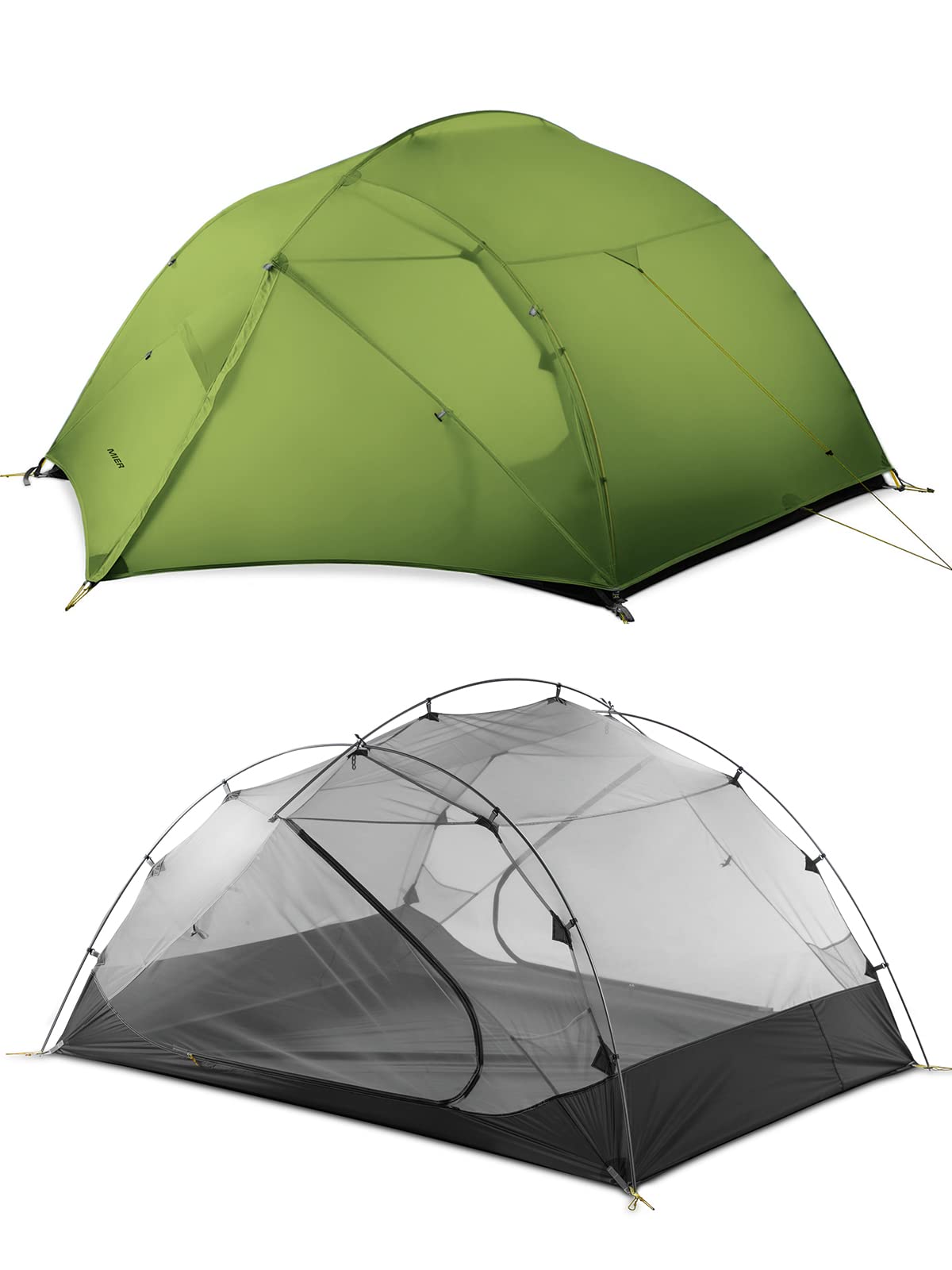 MIER Ultralight Waterproof 4-Person Backpacking Tent for All Seasons | Lightweight Freestanding Camping Tent with Footprint & Aluminum Frame | 2-Door Design & Easy Setup | Perfect for Hiking, Family Camping & Outdoor Adventures